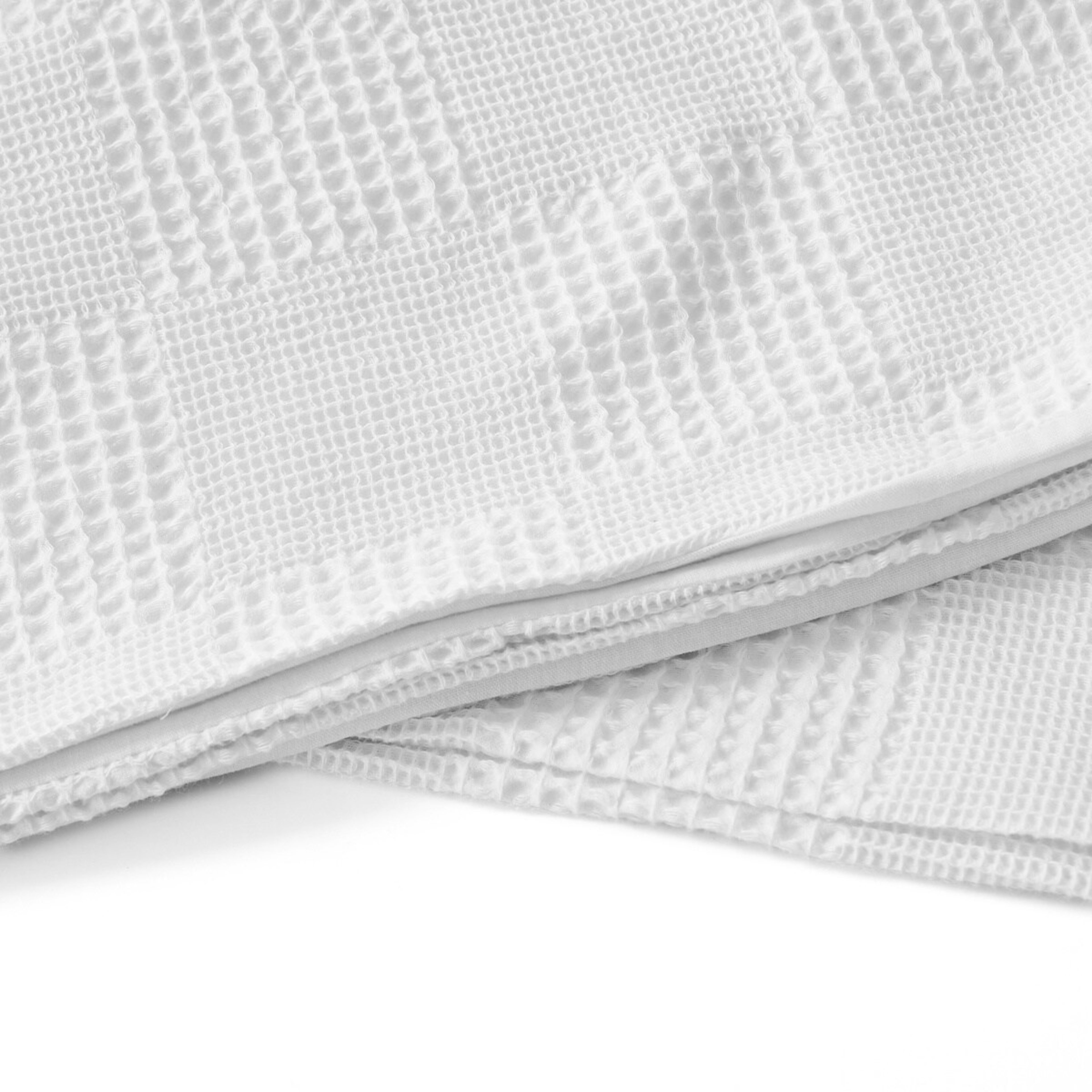 4 Check Waffle Cotton Quilt Cover Set - Double Bed, White, 4 of 6