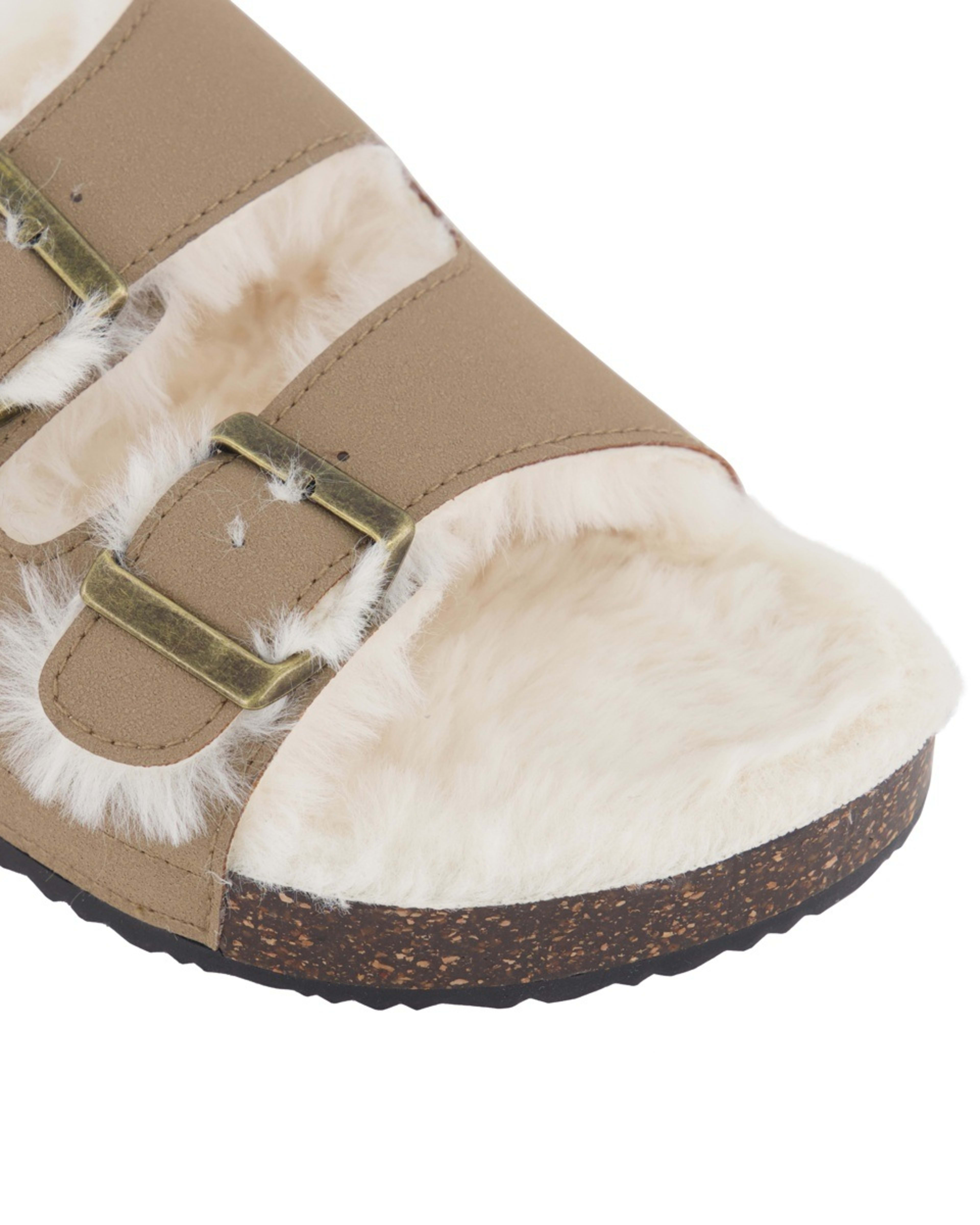 3 Lined Two Band Footbed Slides Chestnut, 3 of 3