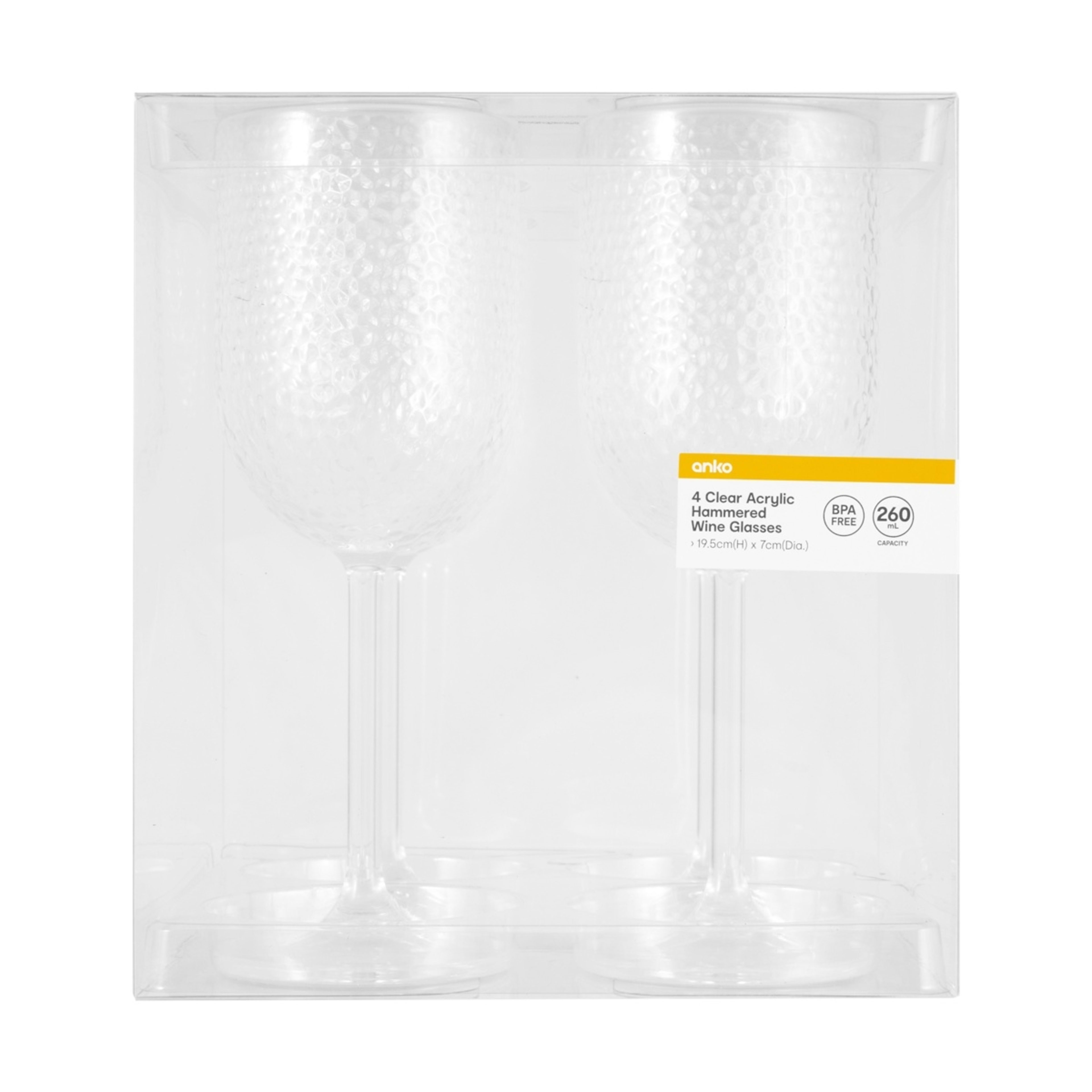 5 4 Clear Acrylic Hammered Wine Glasses, 5 of 5