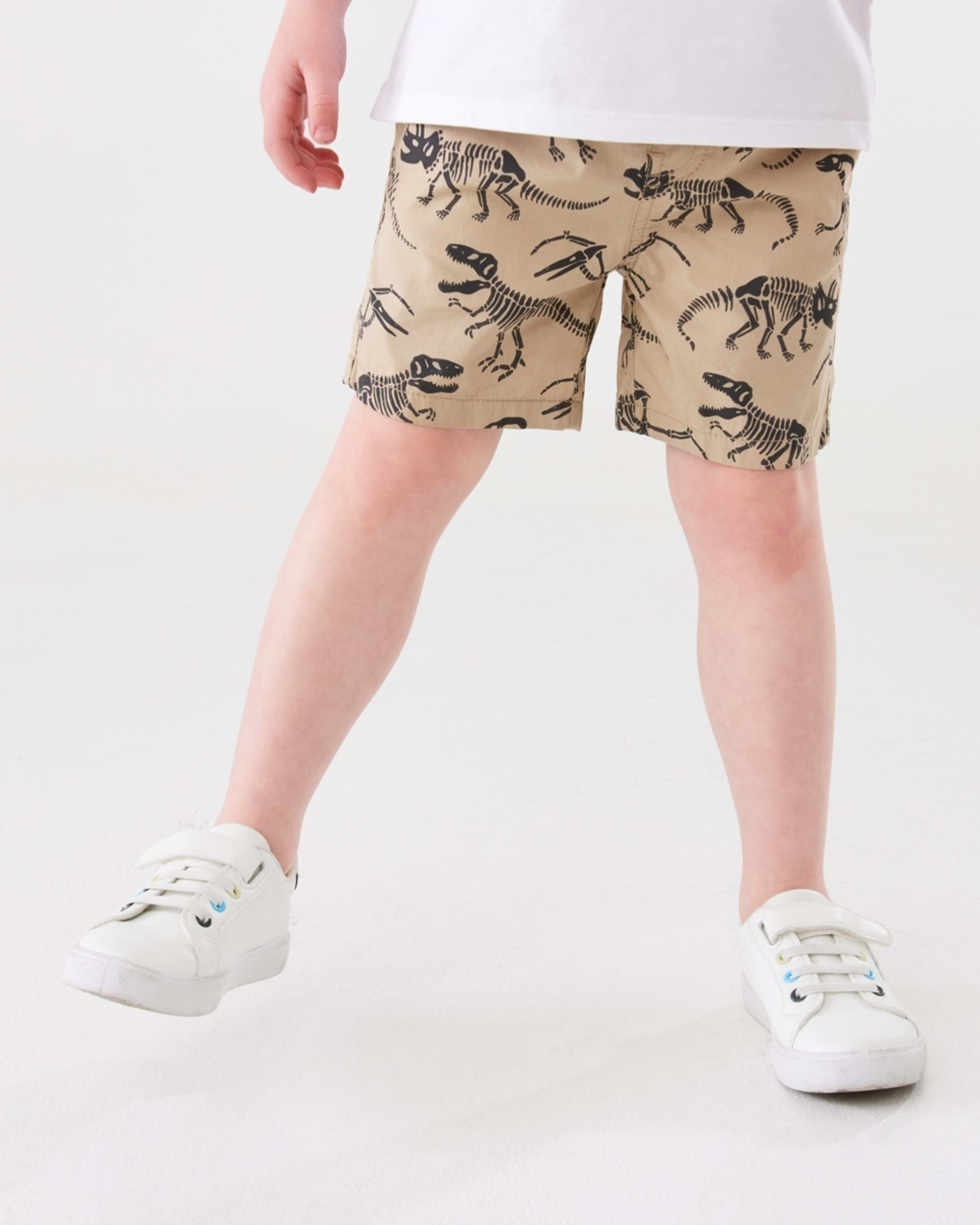 1 Poplin Shorts Brn Dino