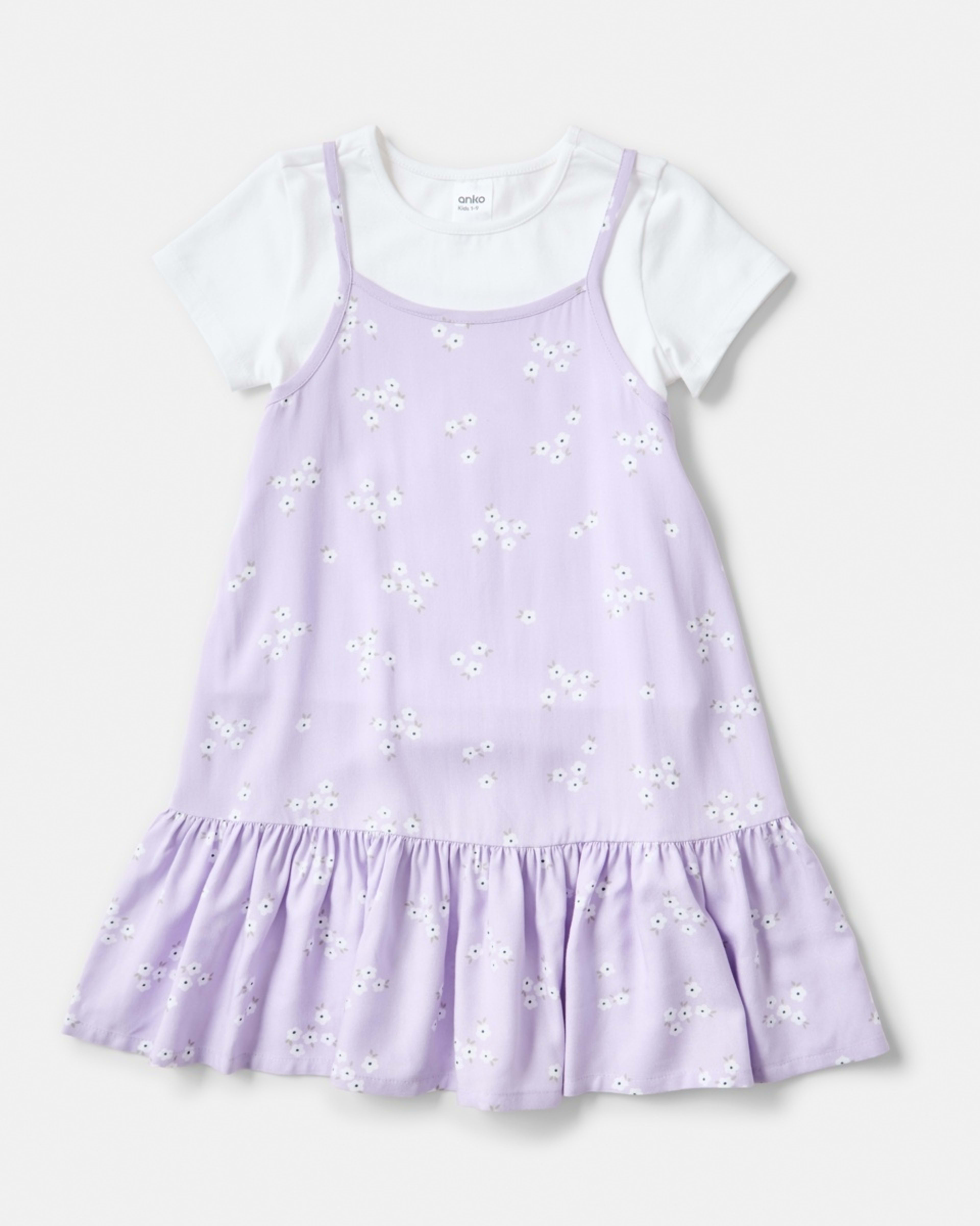 6 2 Piece T-shirt and Dress Set Pur Floral, 6 of 7