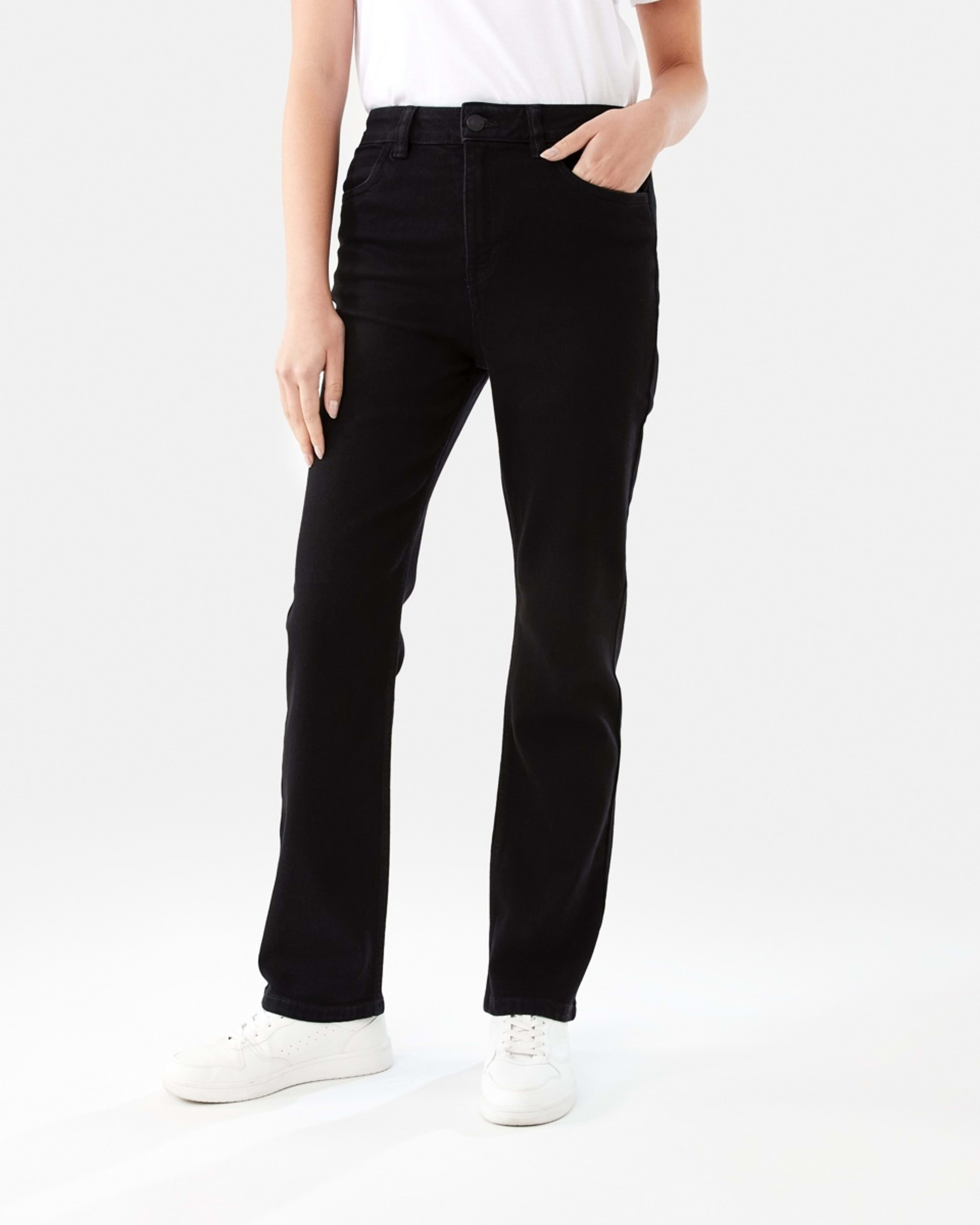 1 High Rise Straight Jeans BLACK WASH, 1 of 9