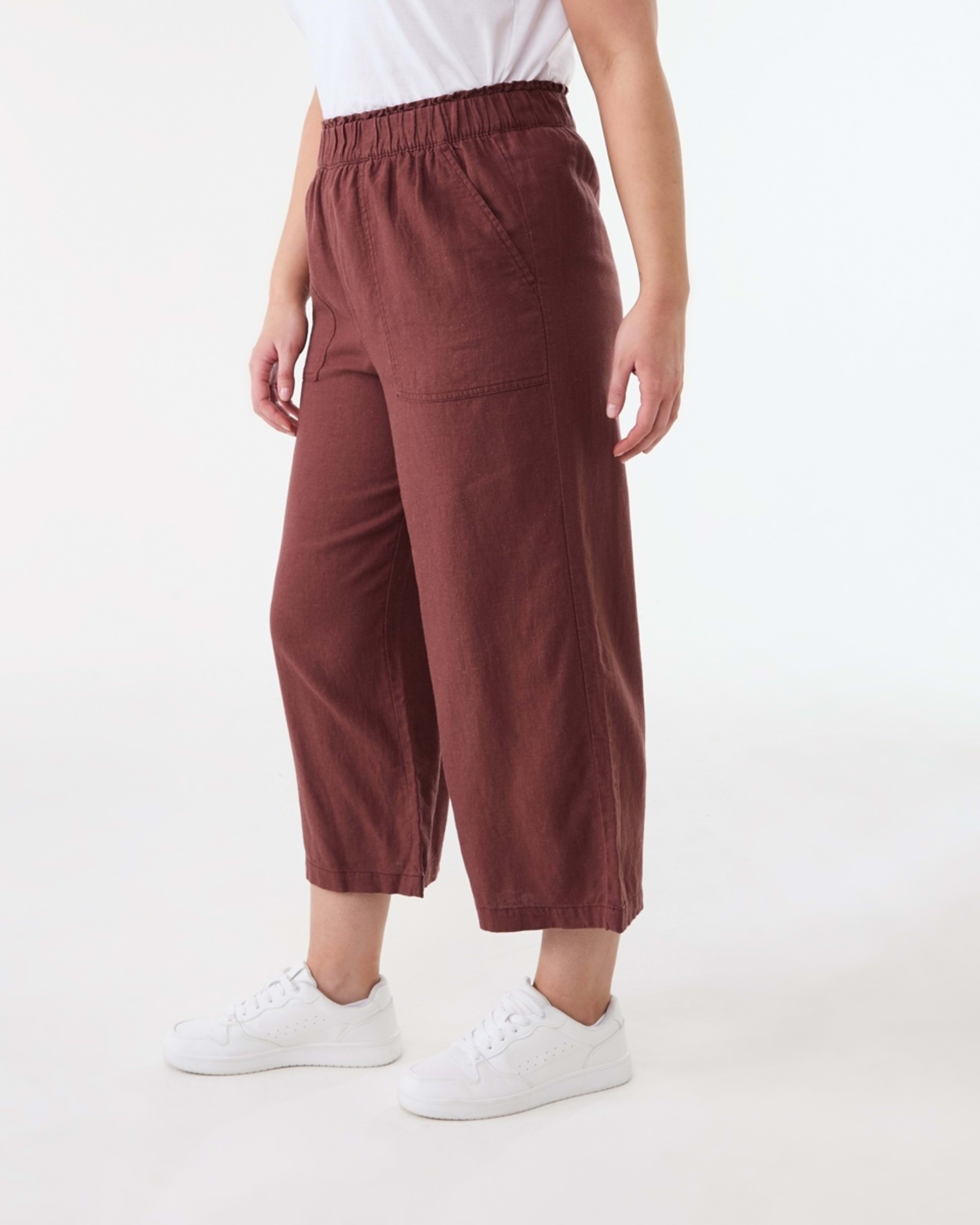 2 Linen Blend Culottes DARK HENNA, 2 of 5