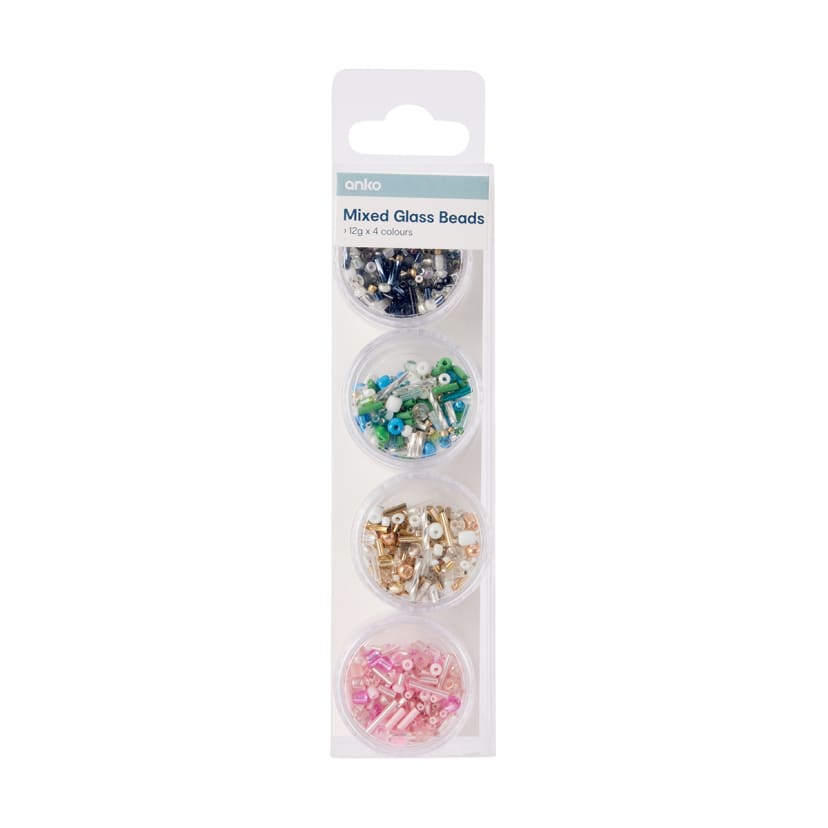4 Pack Mixed Glass Beads Kmart