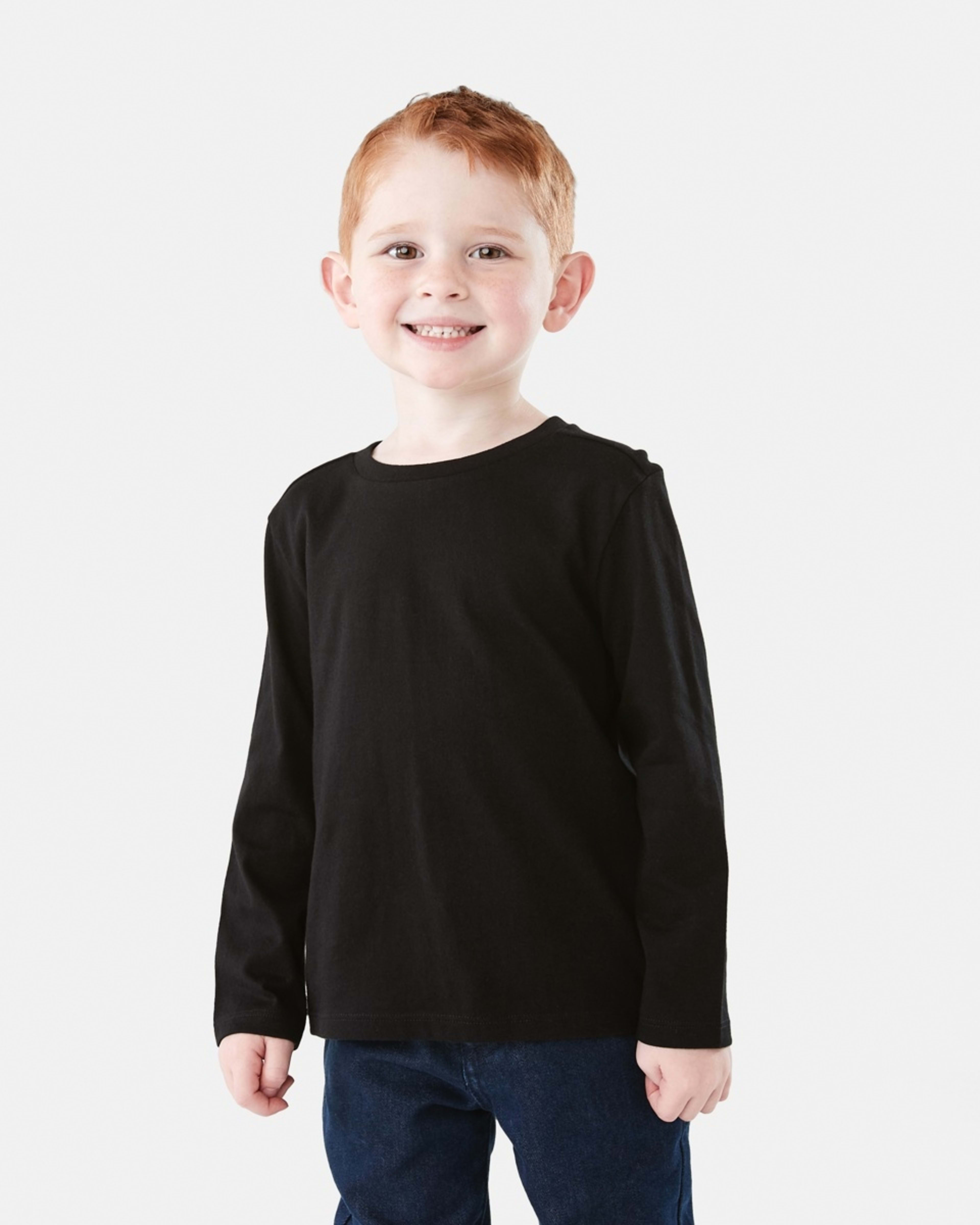 1 Long Sleeve Plain T-shirt Black, 1 of 8