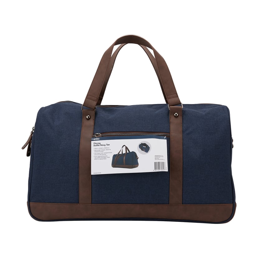 Fitzroy Duffle Navy Tan Kmart
