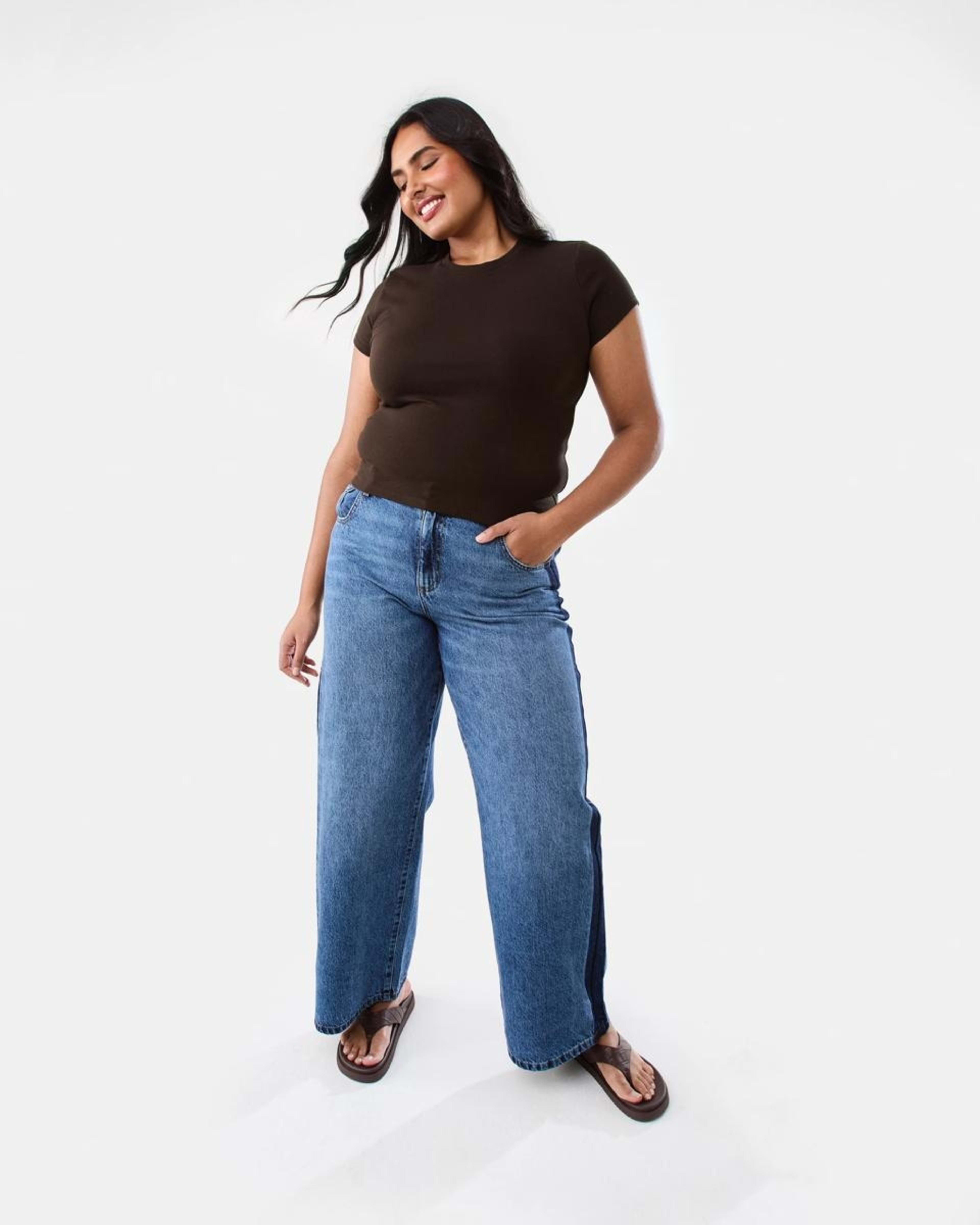 4 Side Stripe Wide Leg Jeans MID WASH, 4 of 10