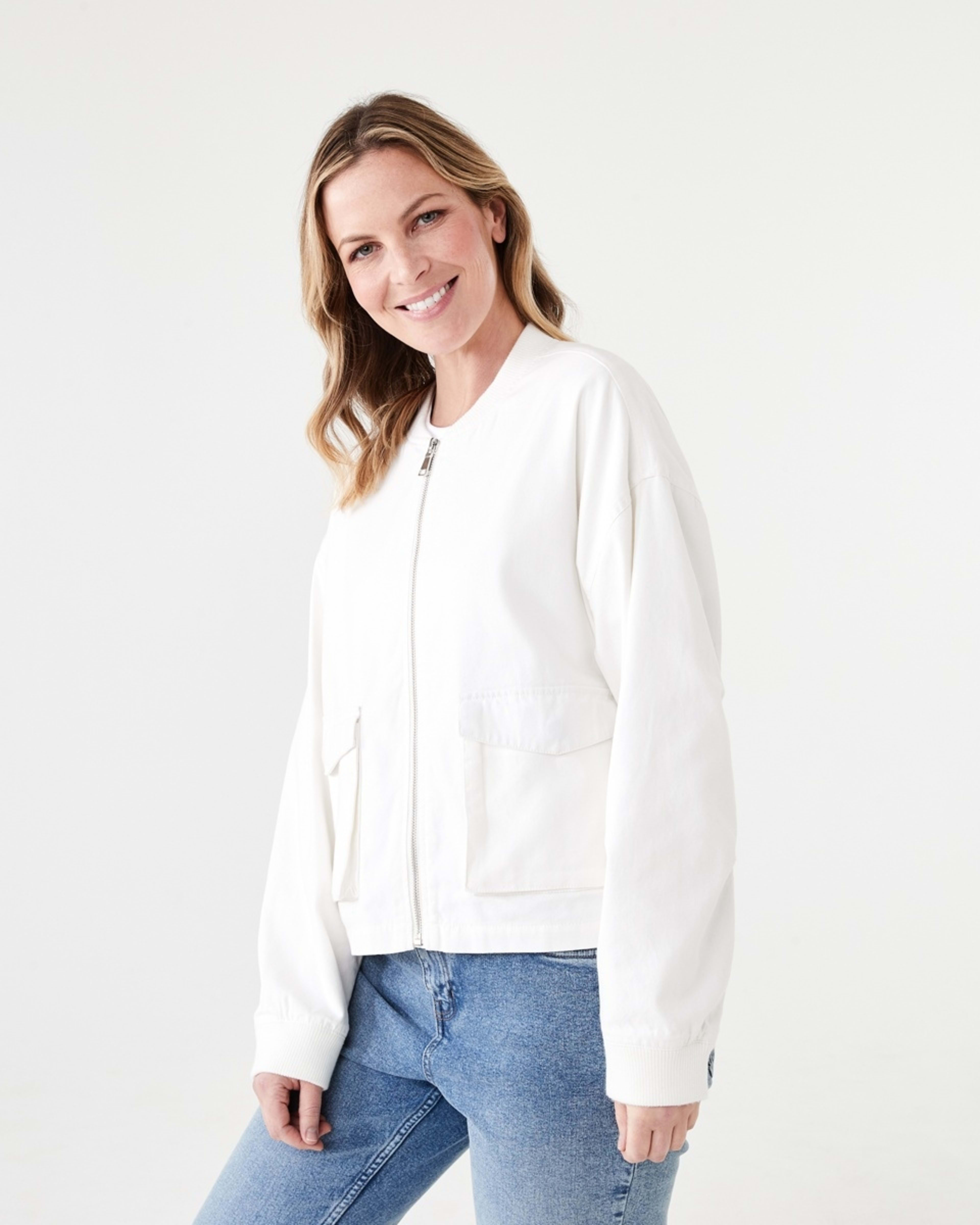 3 Cotton Blend Bomber Jacket SNOW WHITE, 3 of 7