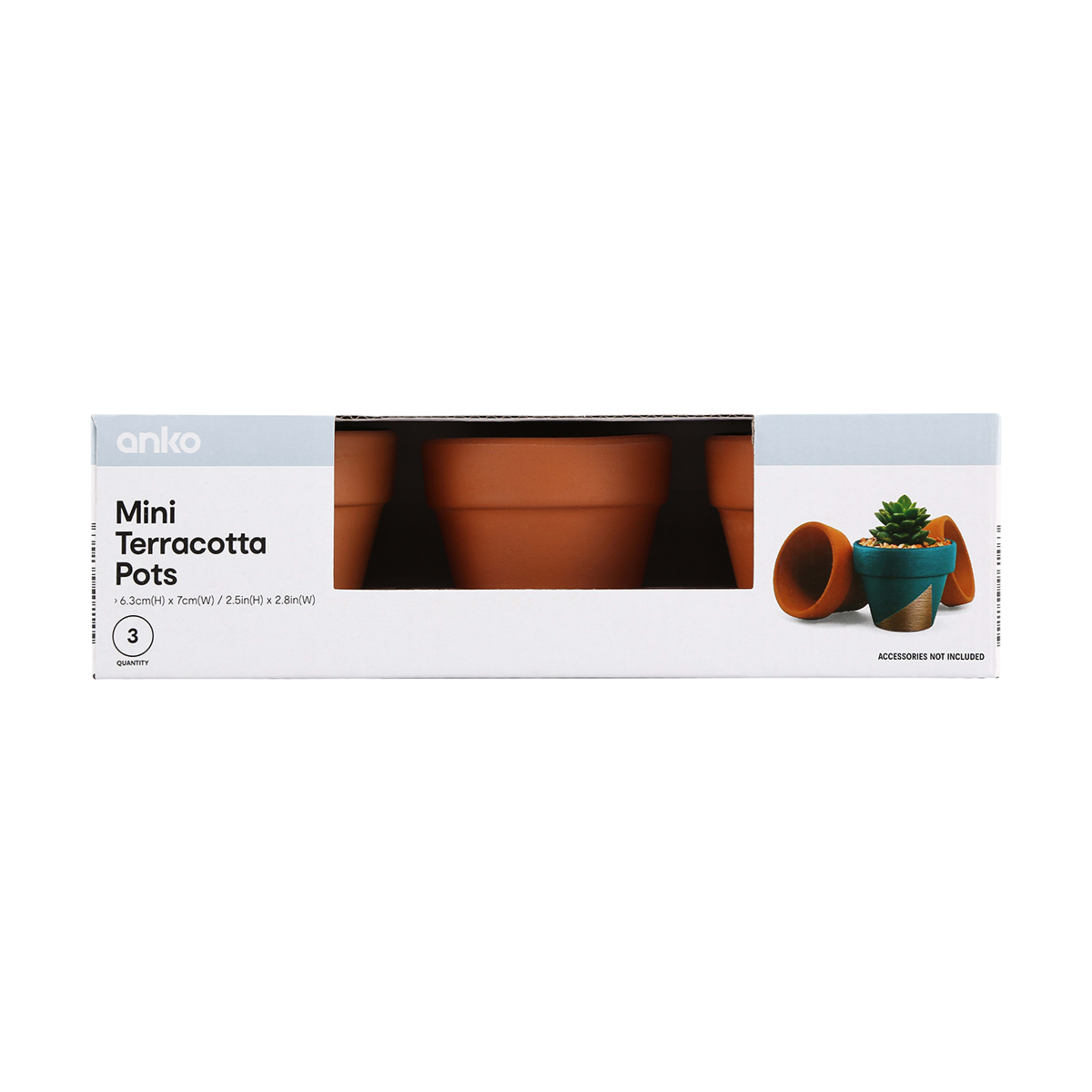 3 Pack Mini Terracotta Pots Kmart