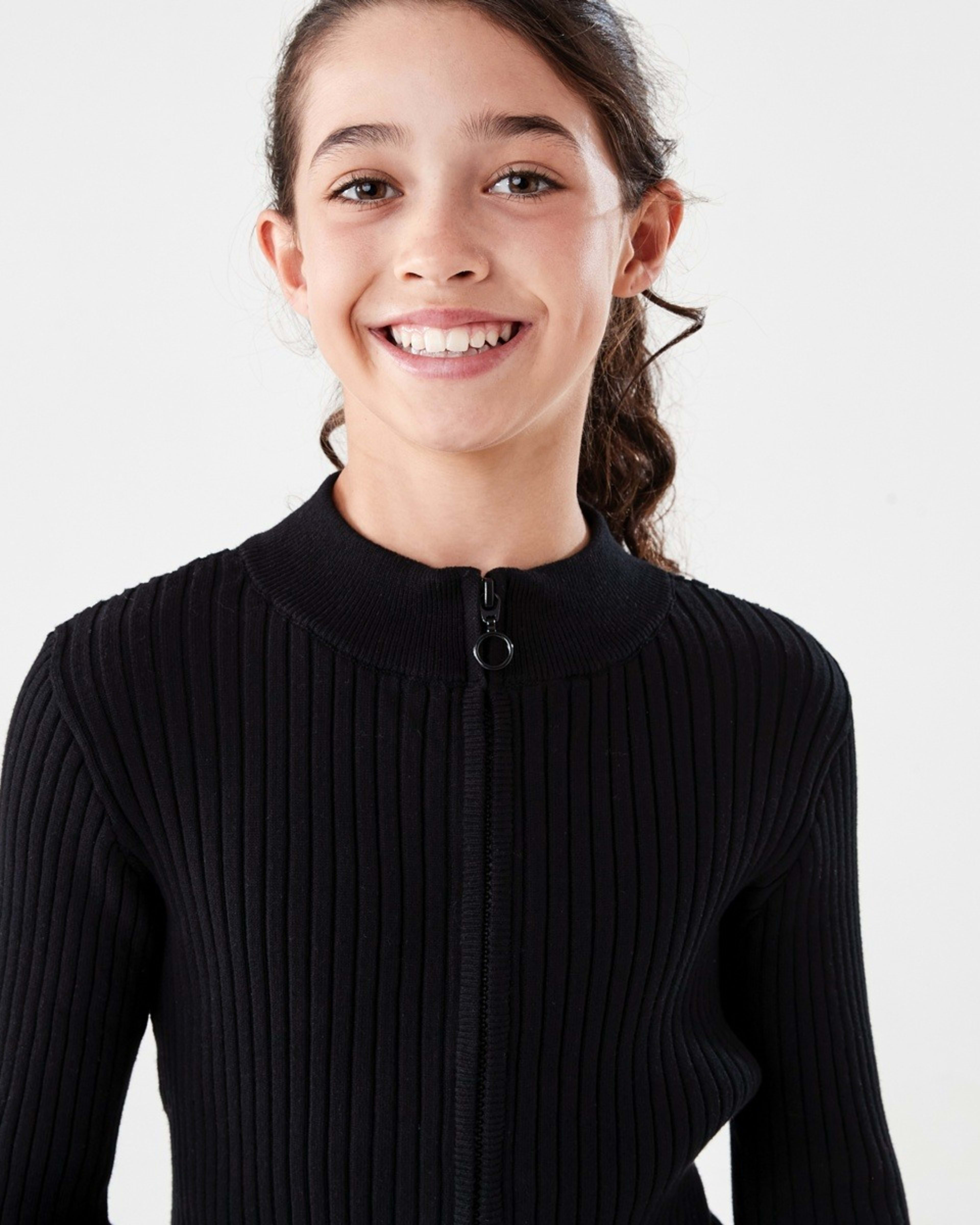 4 Rib Zip Through Cardigan BLACK, 4 of 7