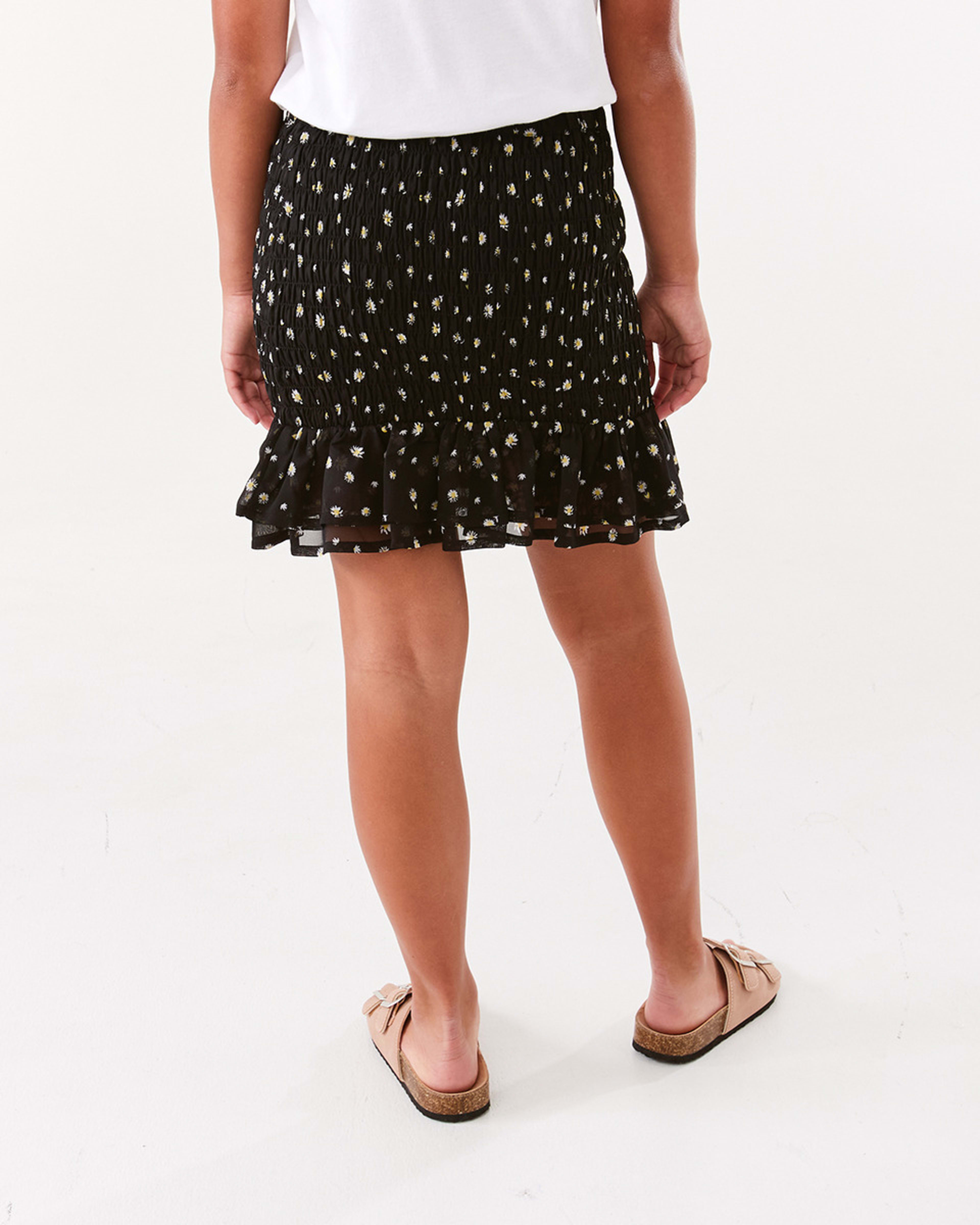 2 Shirred Skirt Daisy Blck, 2 of 8