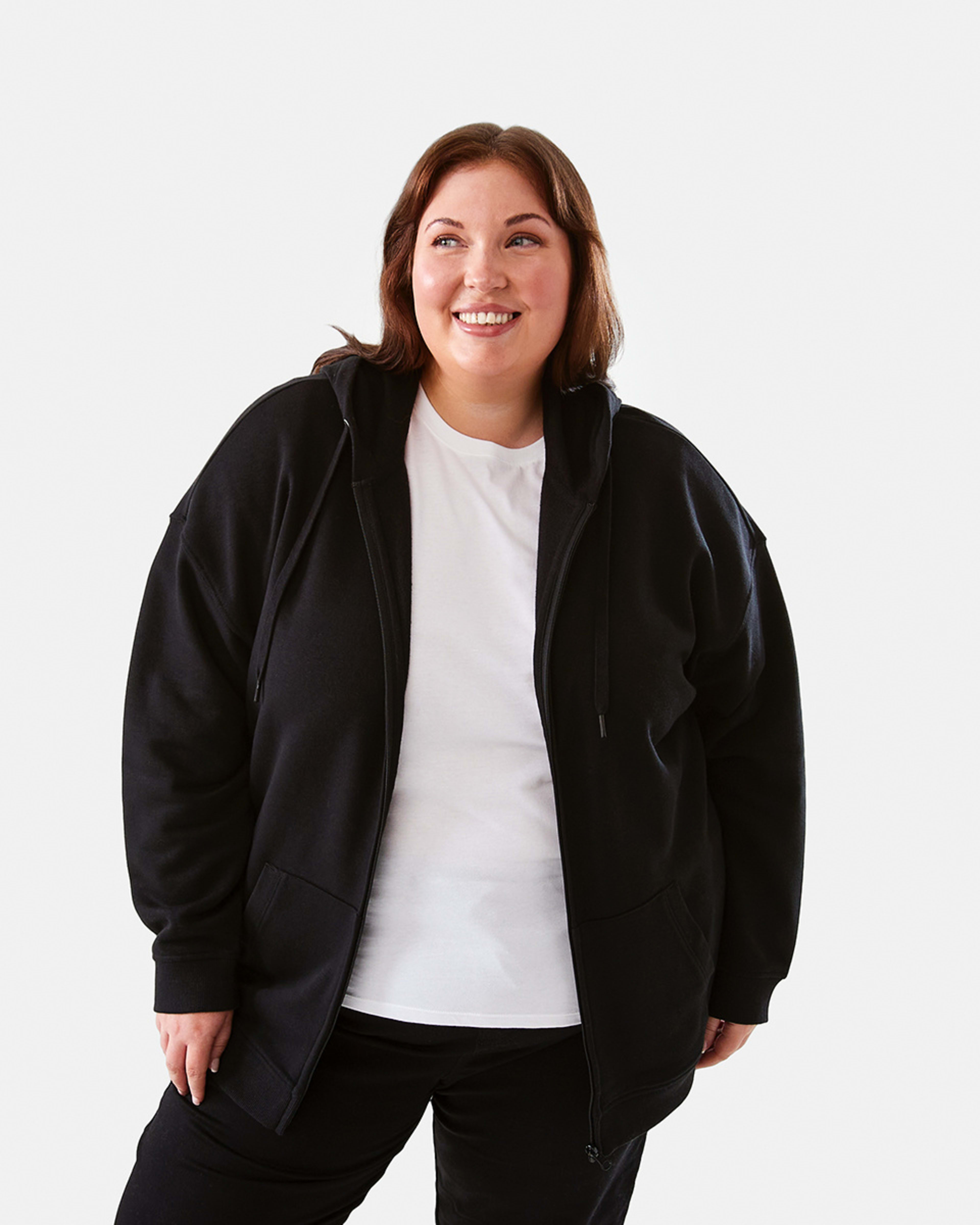 1 Curve Long Sleeve Zip Through Hoodie Black, 1 of 7