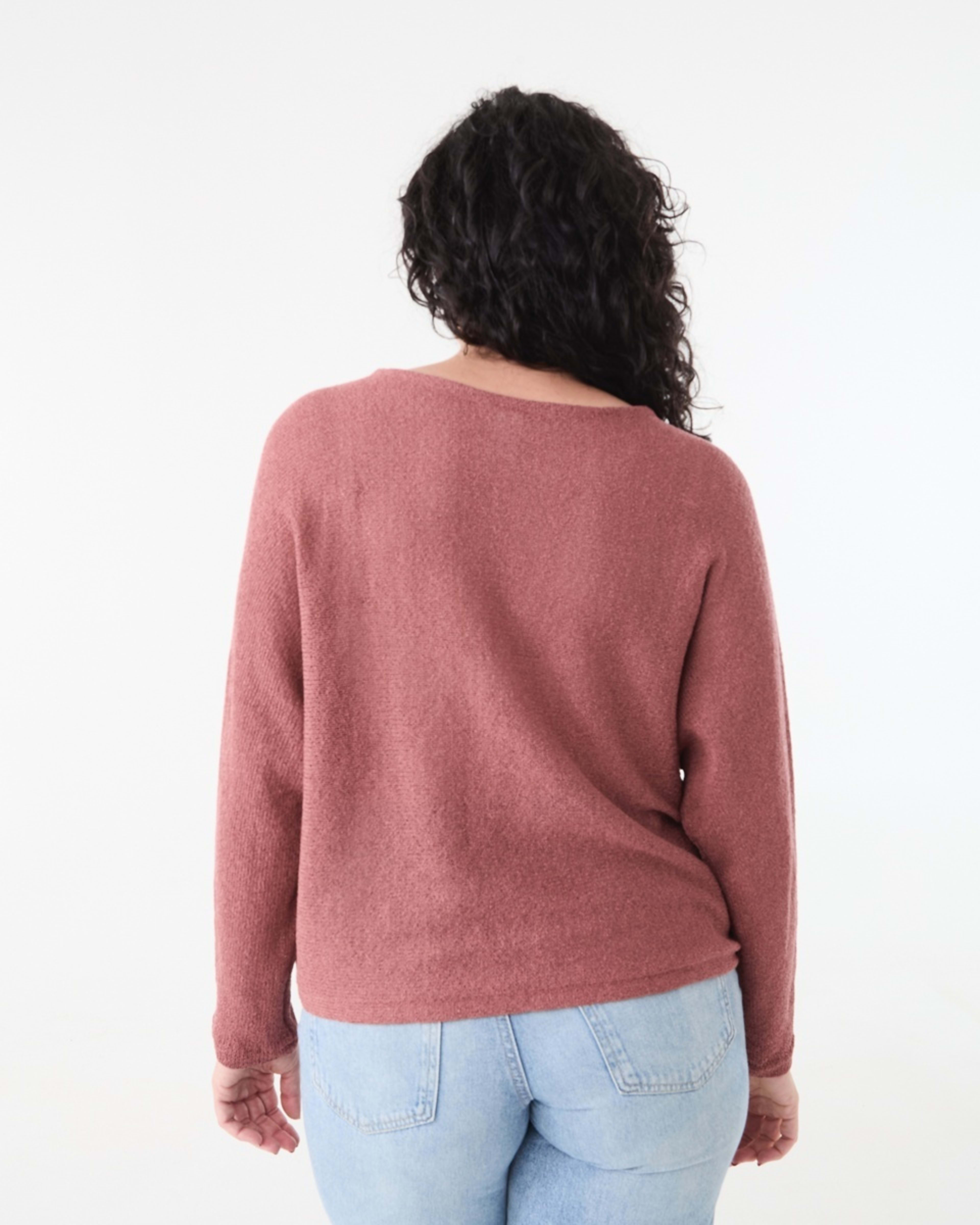 3 Open Knit Batwing Sleeve Jumper Dried Red, 3 of 5