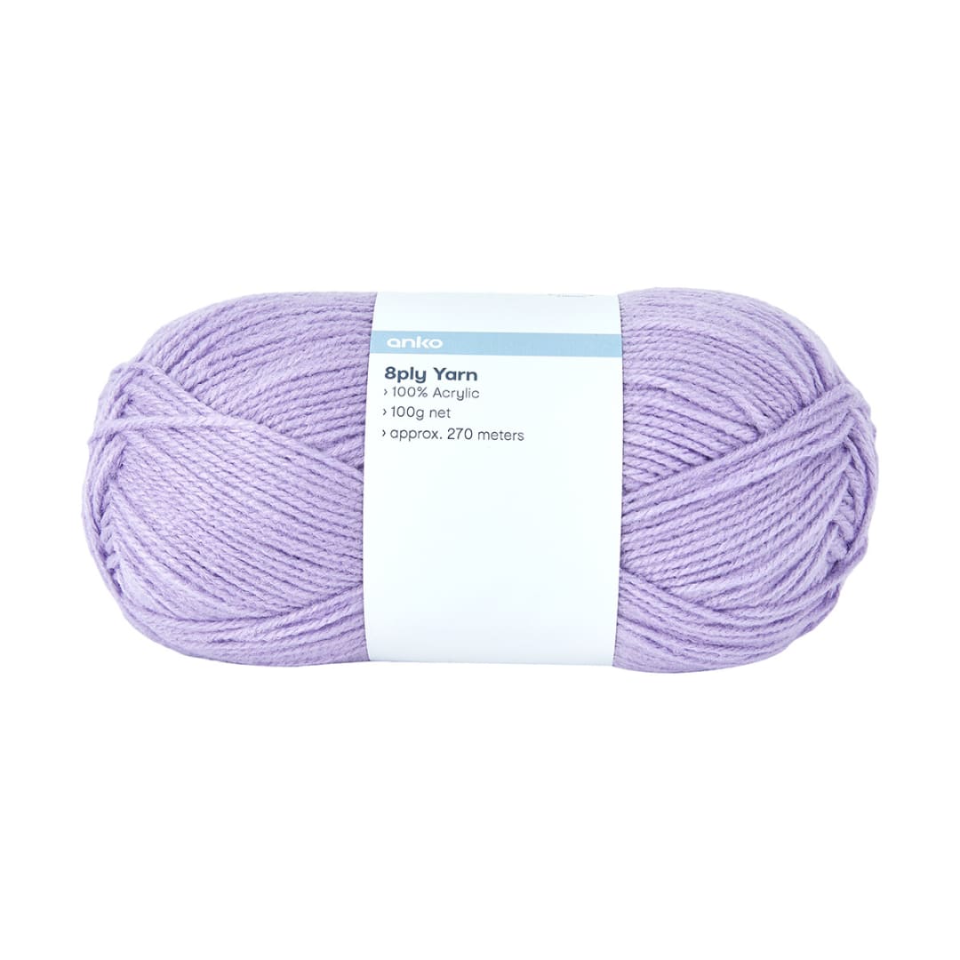 8 Ply Classic Acrylic Yarn - Lilac - Kmart