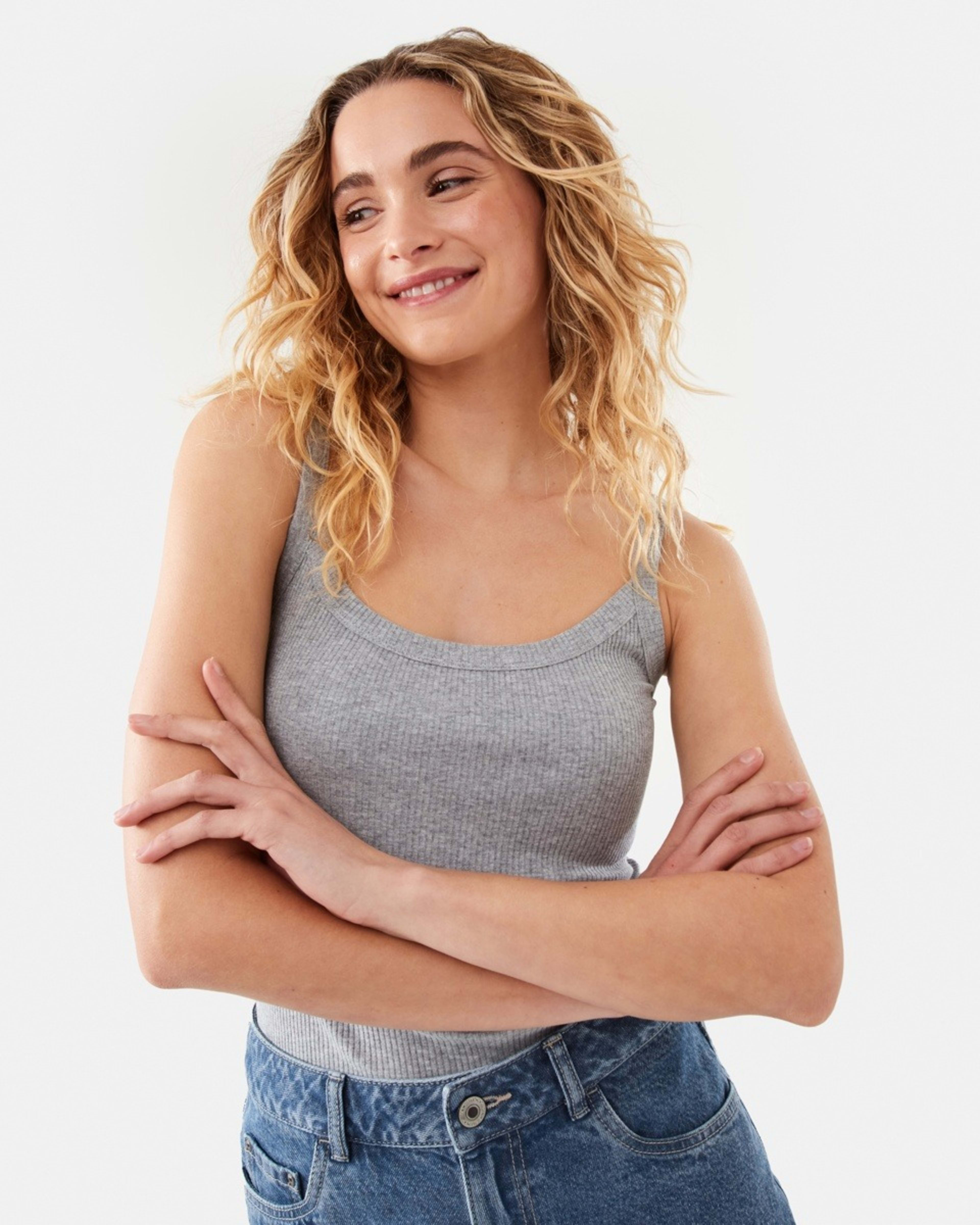 5 Sleeveless Rib Scoop Neck Cami Ash Marle, 5 of 7