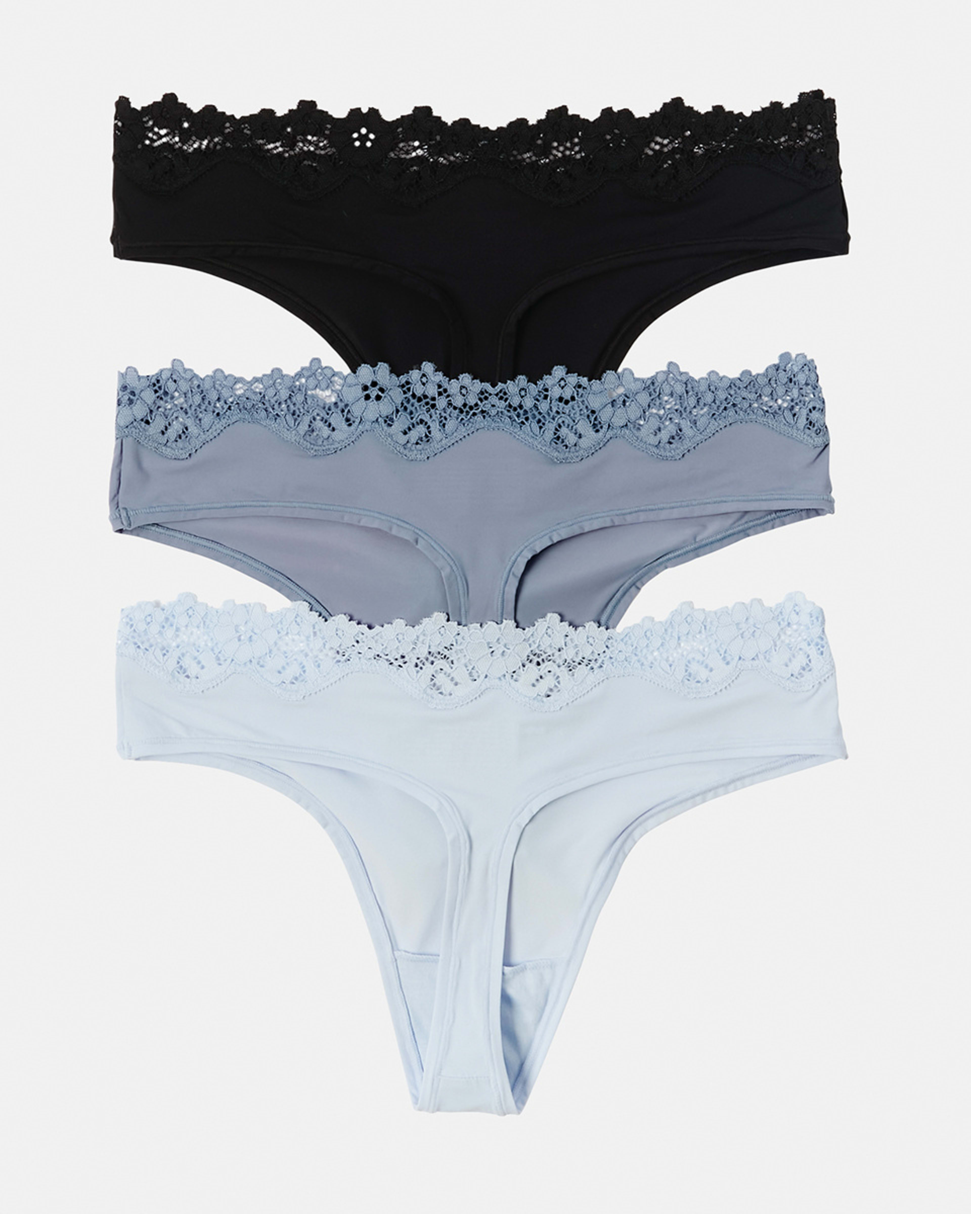 2 3 Pack Super Soft Lace G-String Briefs Hb St Bk, 2 of 8