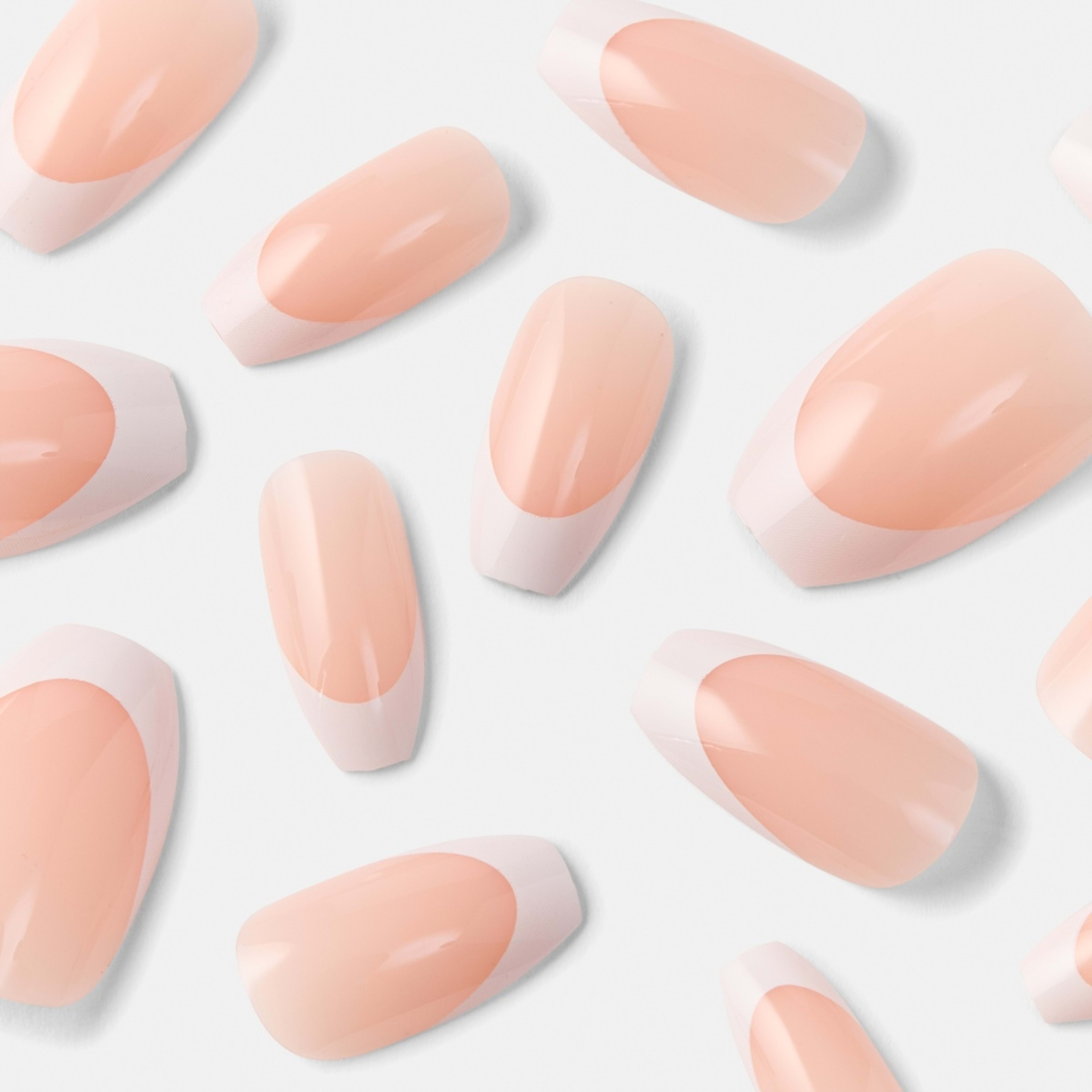 4 OXX Cosmetics 24 Pack Artificial Nails with Adhesive - Coffin Shape, French Tip, 4 of 5