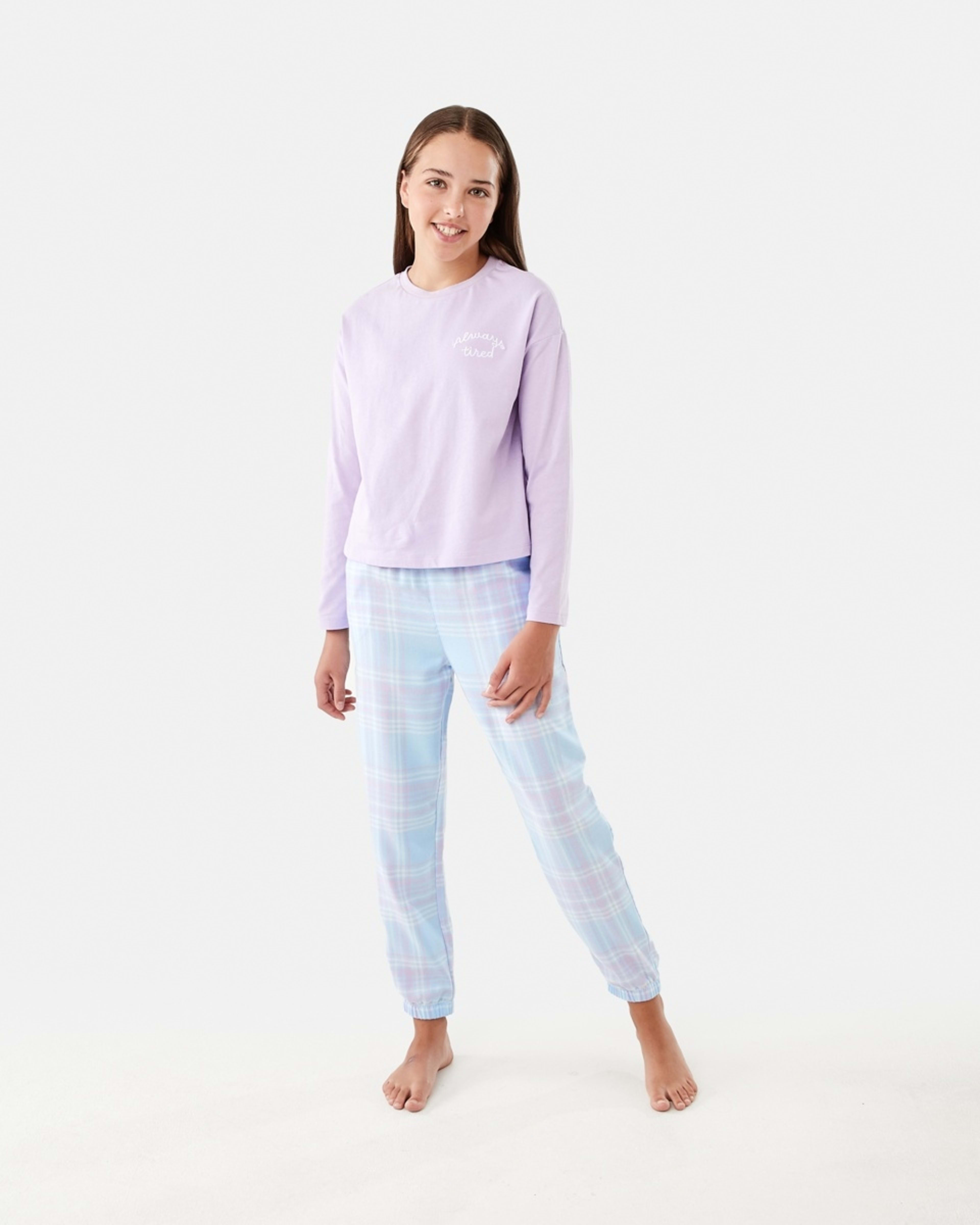 1 Knit Flannelette Pyjama Set Pur Slogan