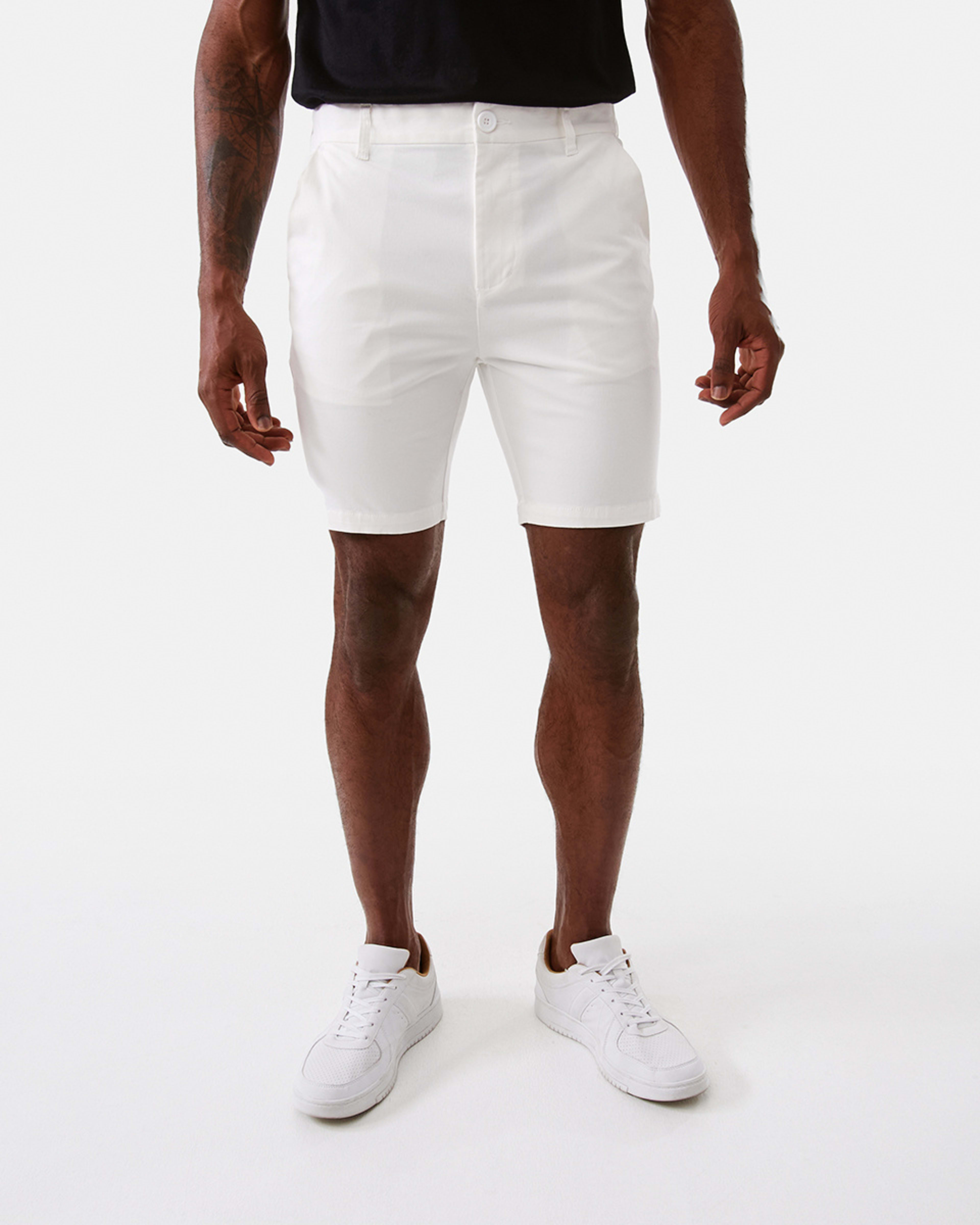 6 Fixed Waist Slim Stretch Chino Shorts Wht Cloud, 6 of 6