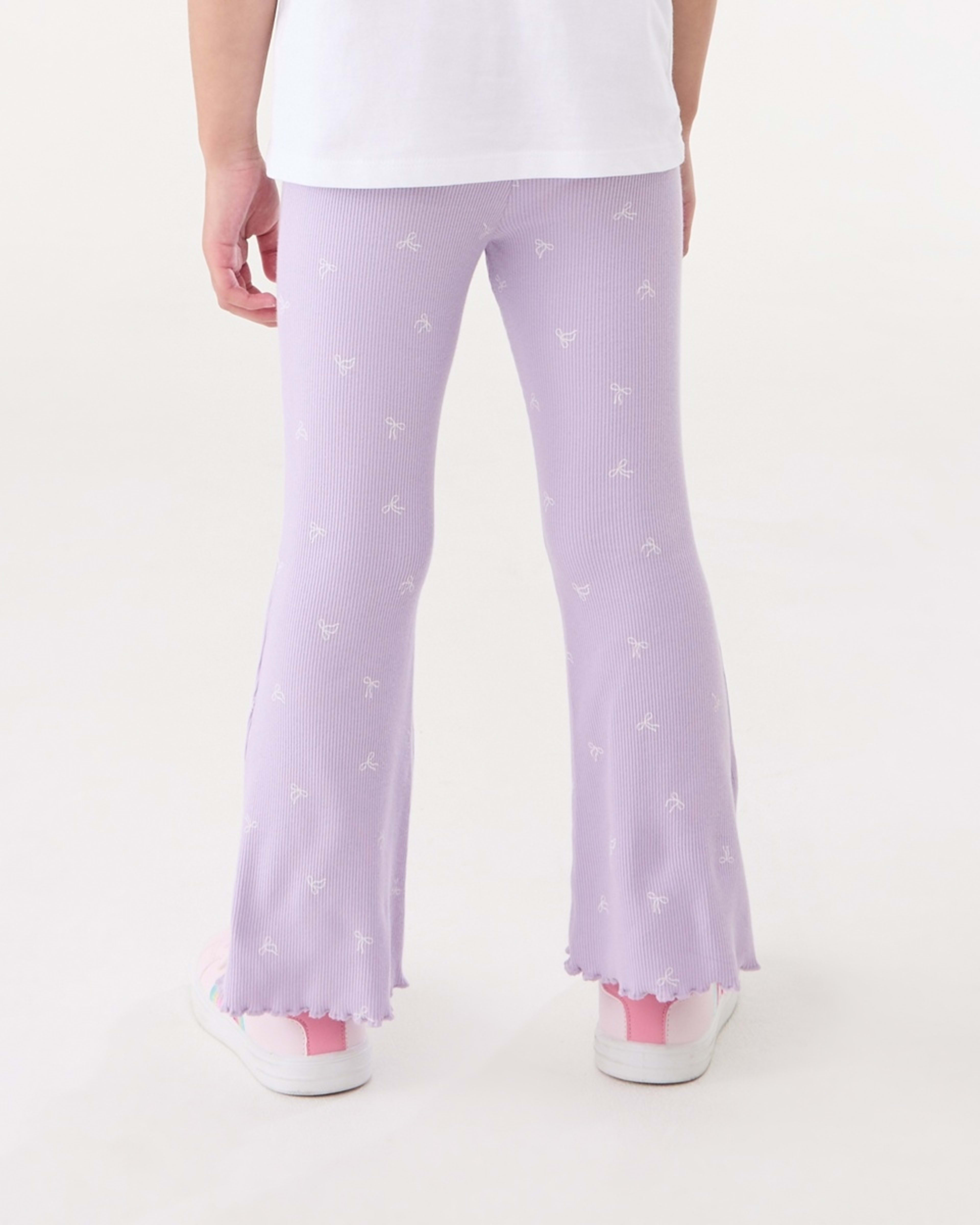 2 Rib Flare Leggings CUTE BOWS PASTEL LILAC, 2 of 5