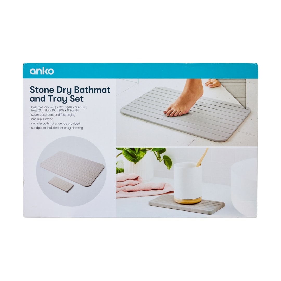 Stone Dry Bath Mat and Tray Set - Kmart NZ