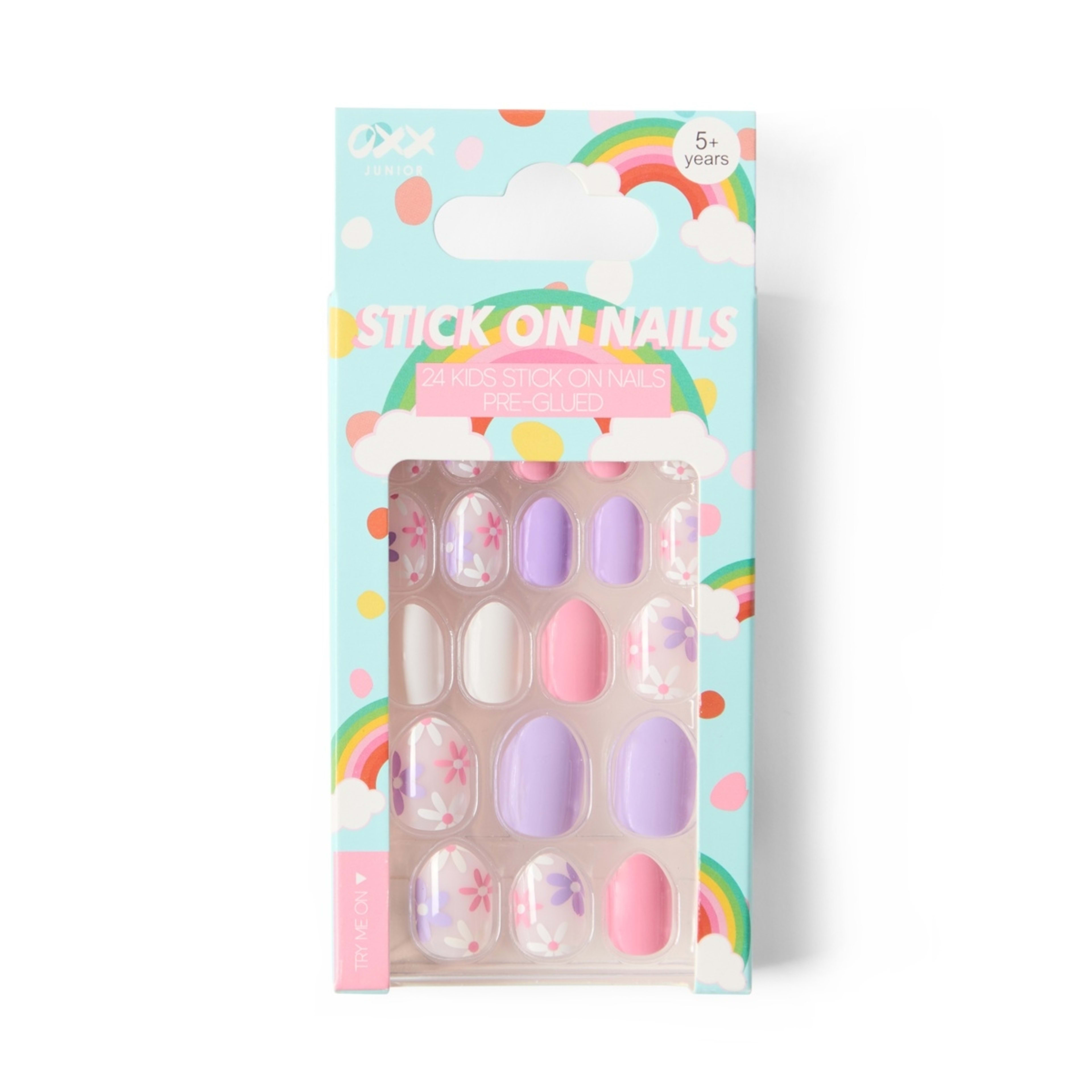 1 OXX Junior 24 Pack Kids Pre-Glued Stick-On Nails - Oopsy Daisy, 1 of 4