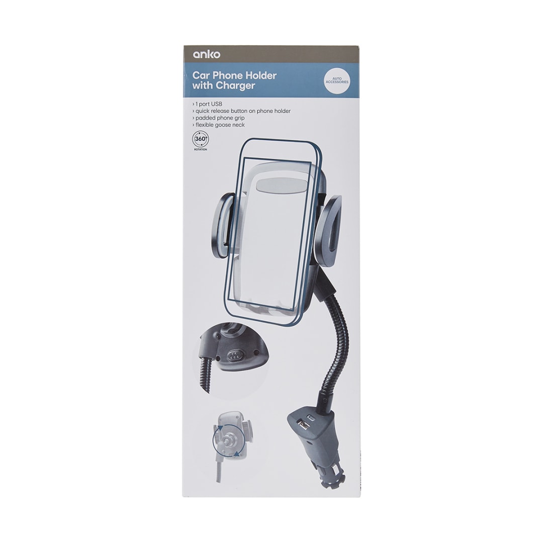 USB Car Charger Phone Holder Kmart