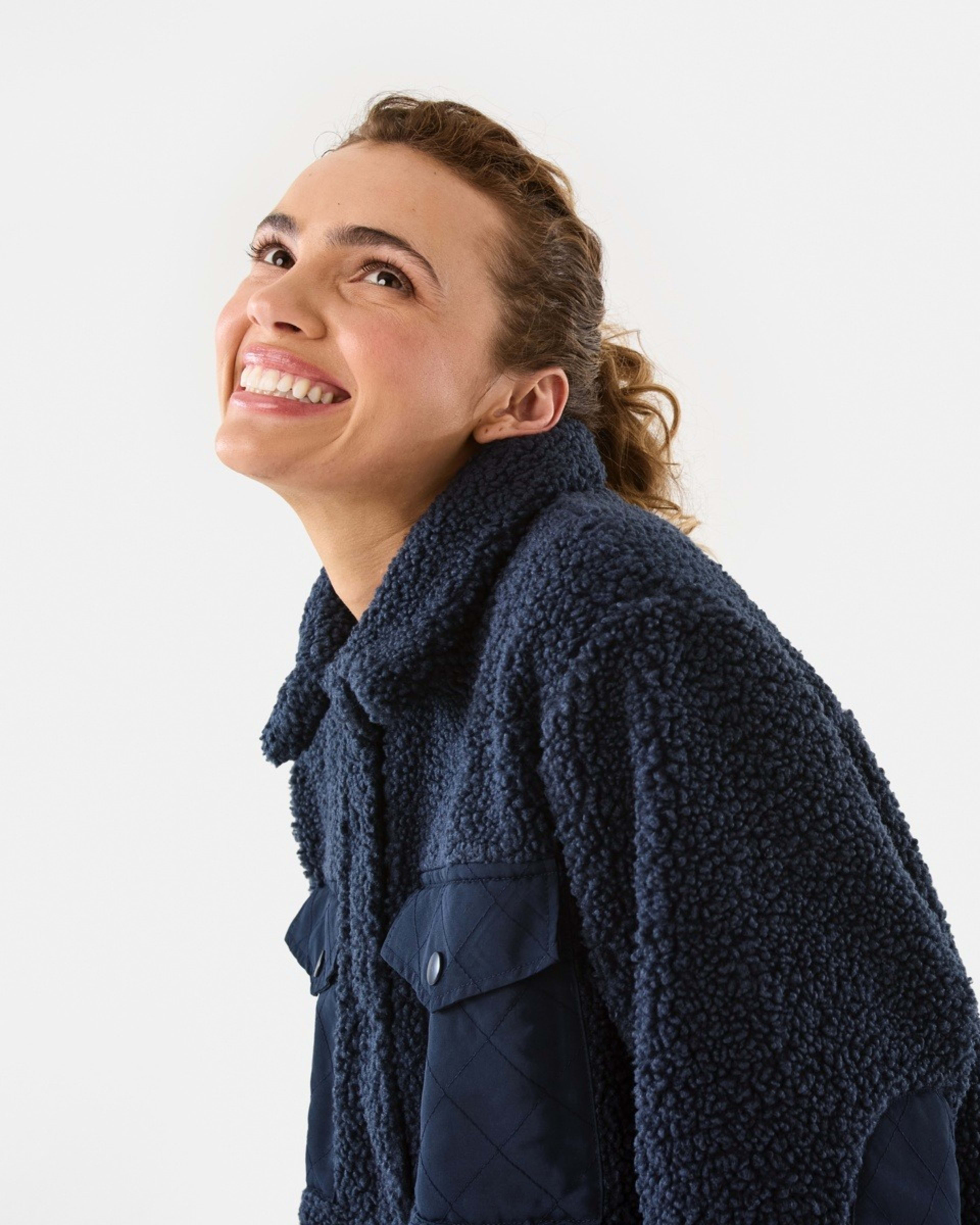 7 Active Womens Sherpa Jacket Shade Navy, 7 of 10