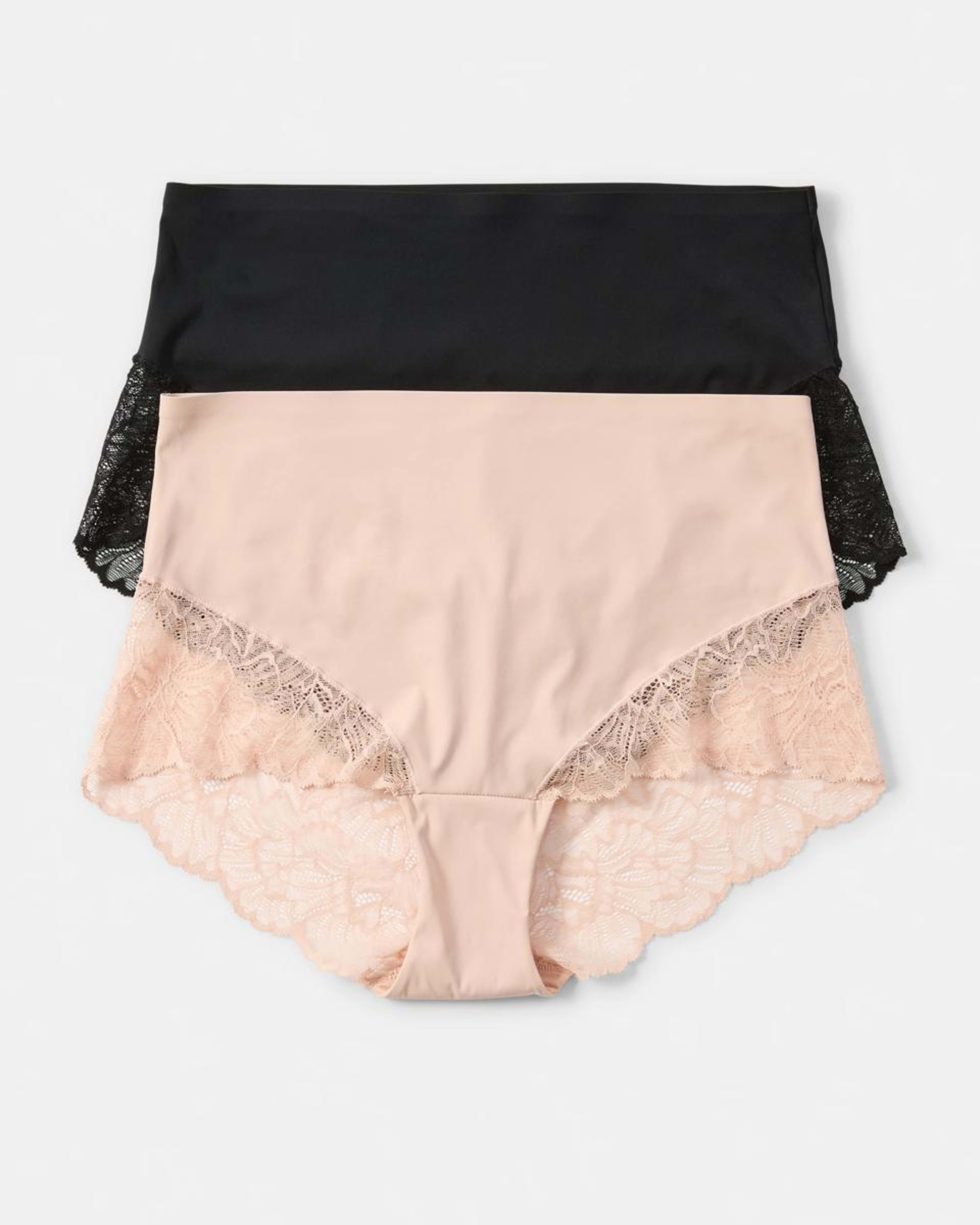 1 2 Pack No Show Lace Full Briefs Lf Bk, 1 of 7