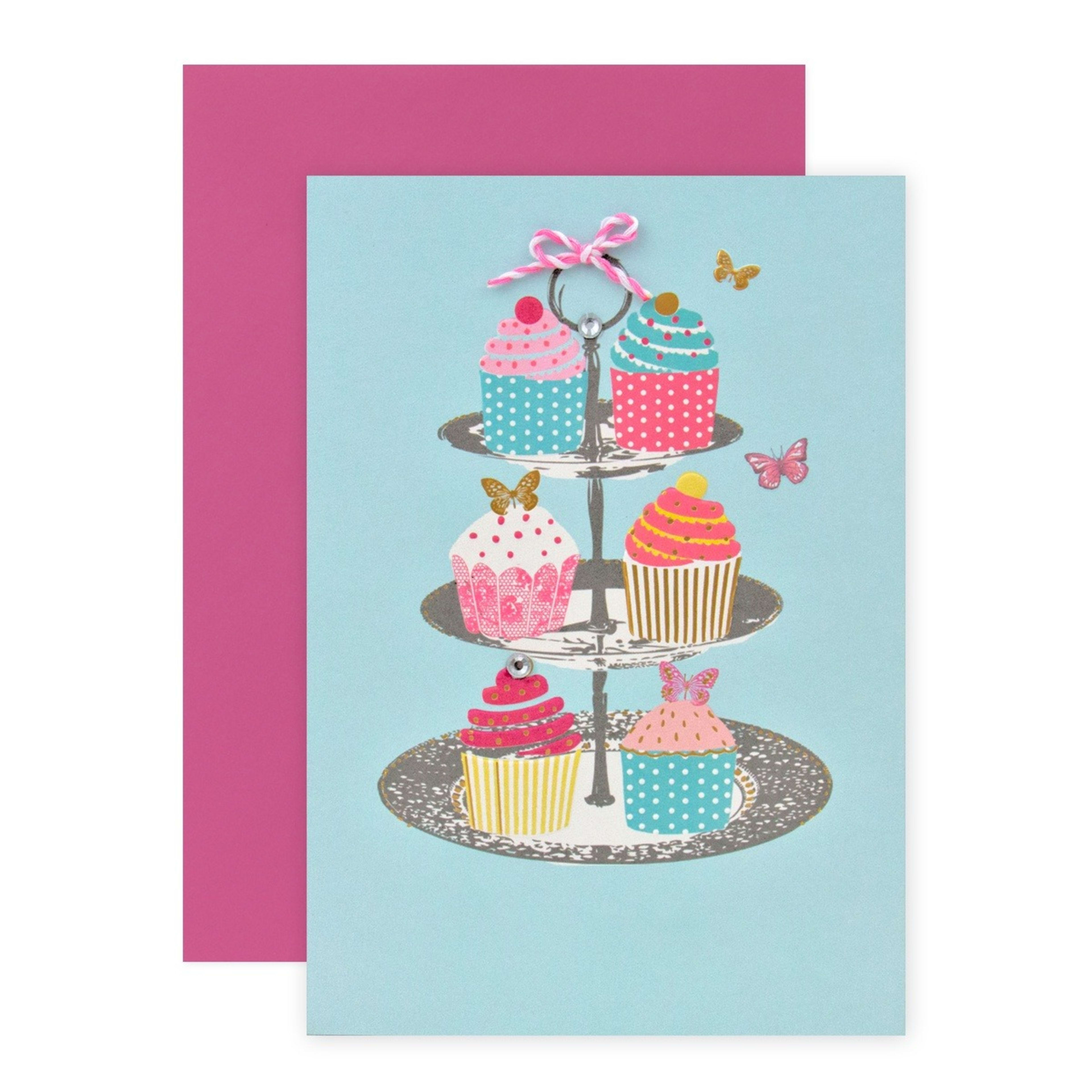 1 Connections from Hallmark Greeting Card - Colourful Cupcakes