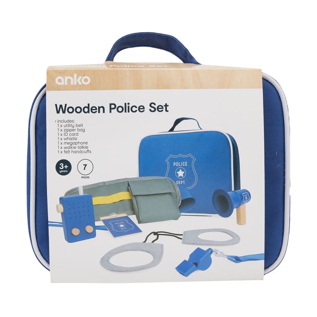 7 Piece Wooden Police Set Kmart