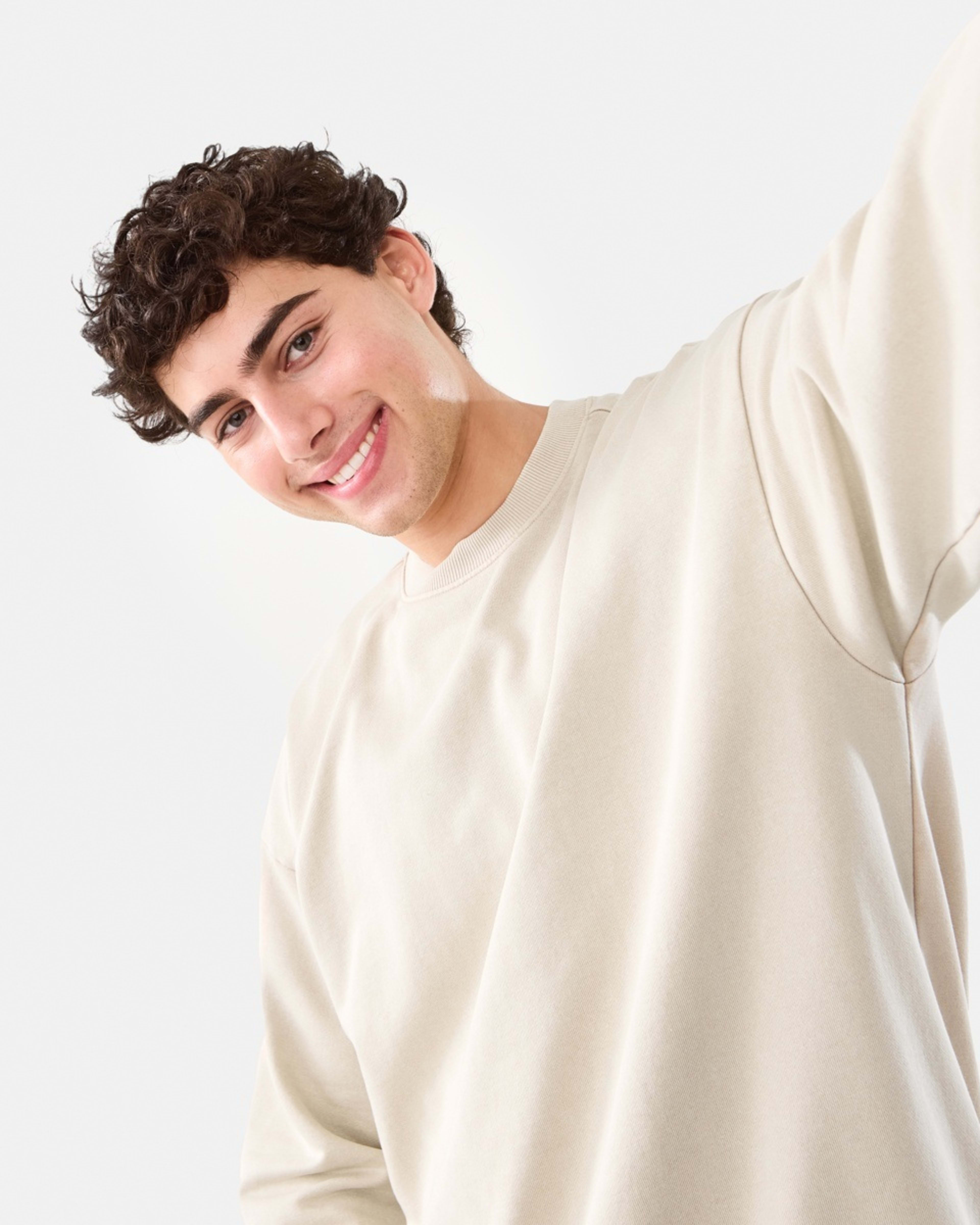 5 Oversized Crew Neck Sweatshirt String Beige, 5 of 9