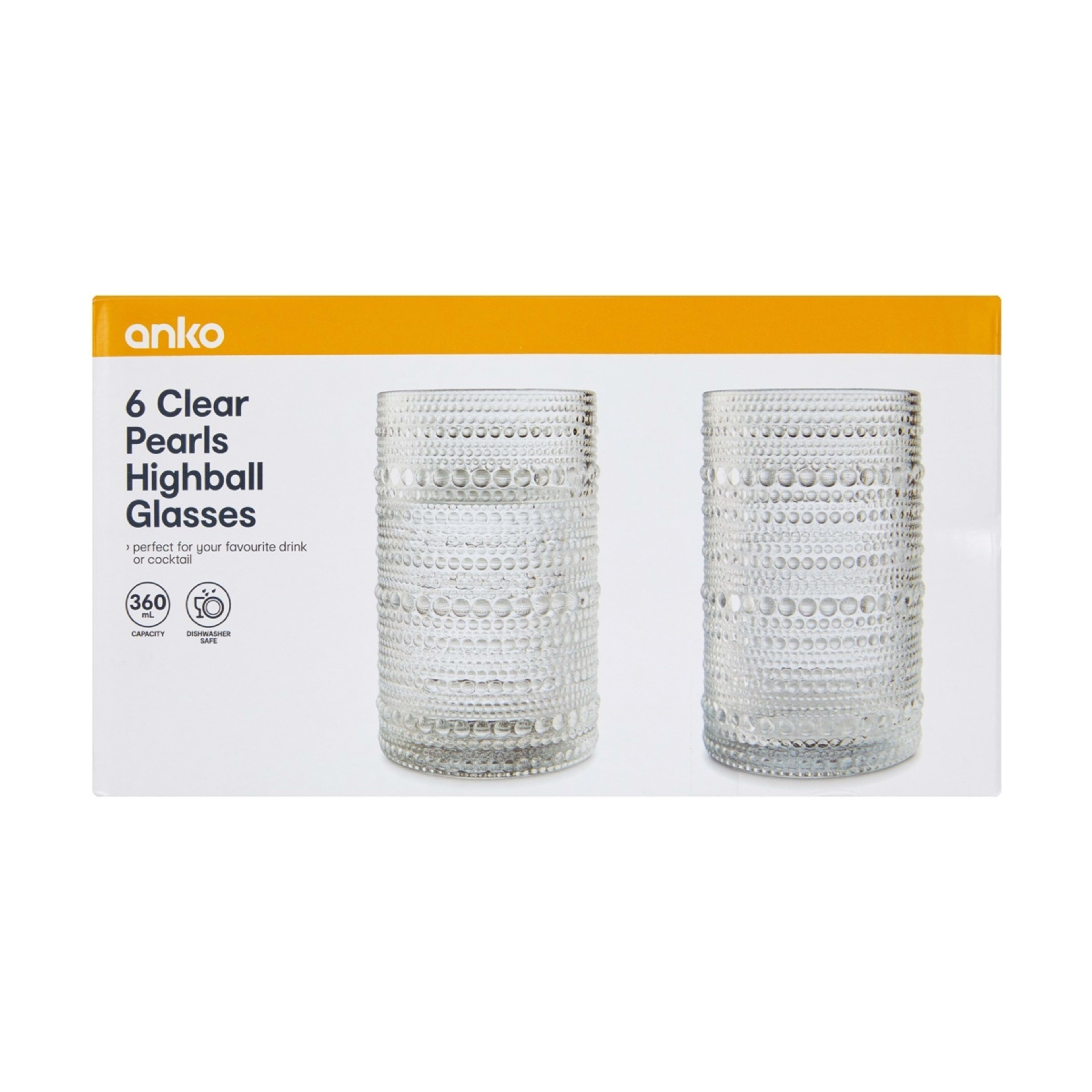 6 6 Clear Pearls Hiball Glasses, 6 of 7