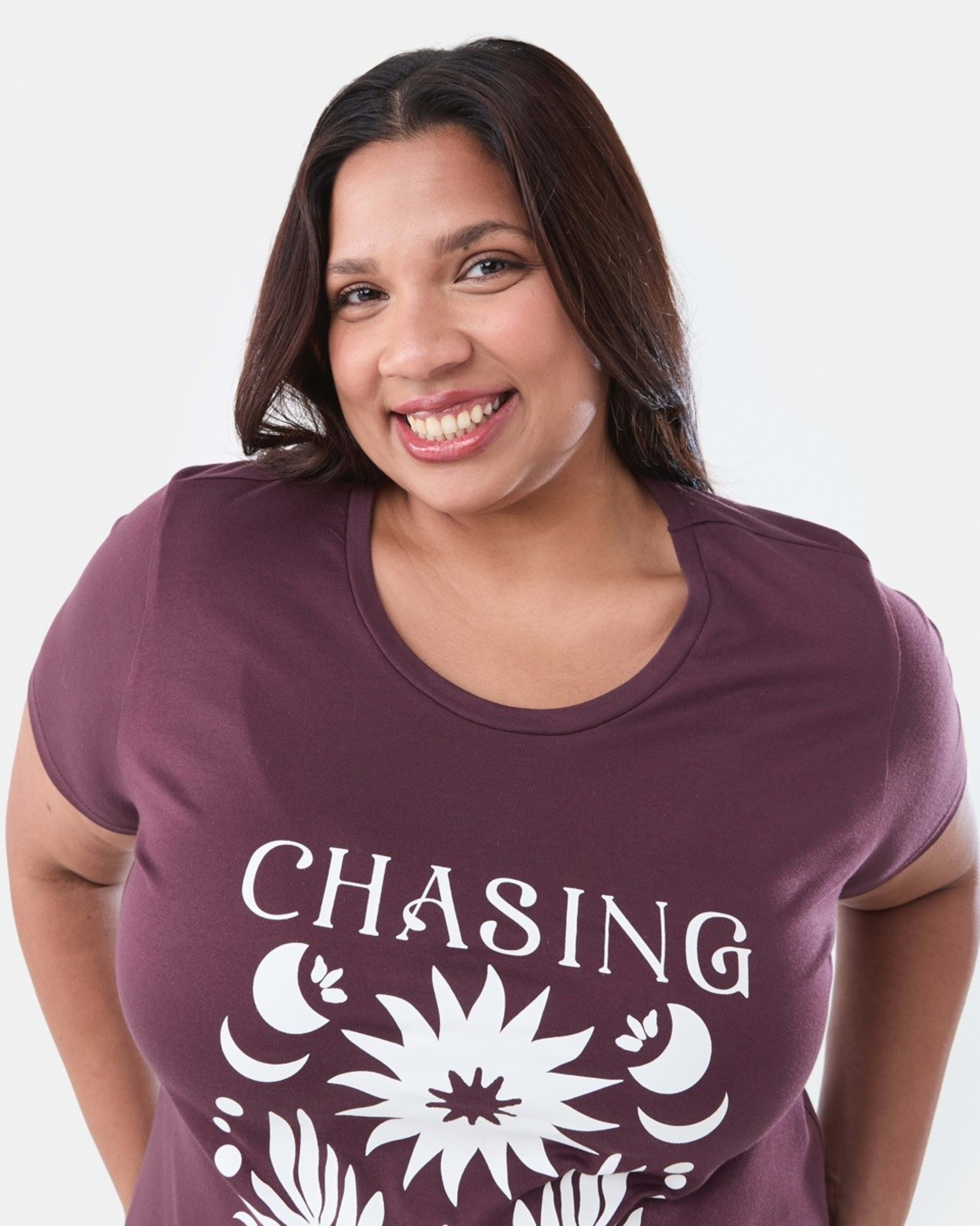 4 Curve Short Sleeve Basic Print T-shirt CHASING SUNRISE WARM MULBERRY, 4 of 6