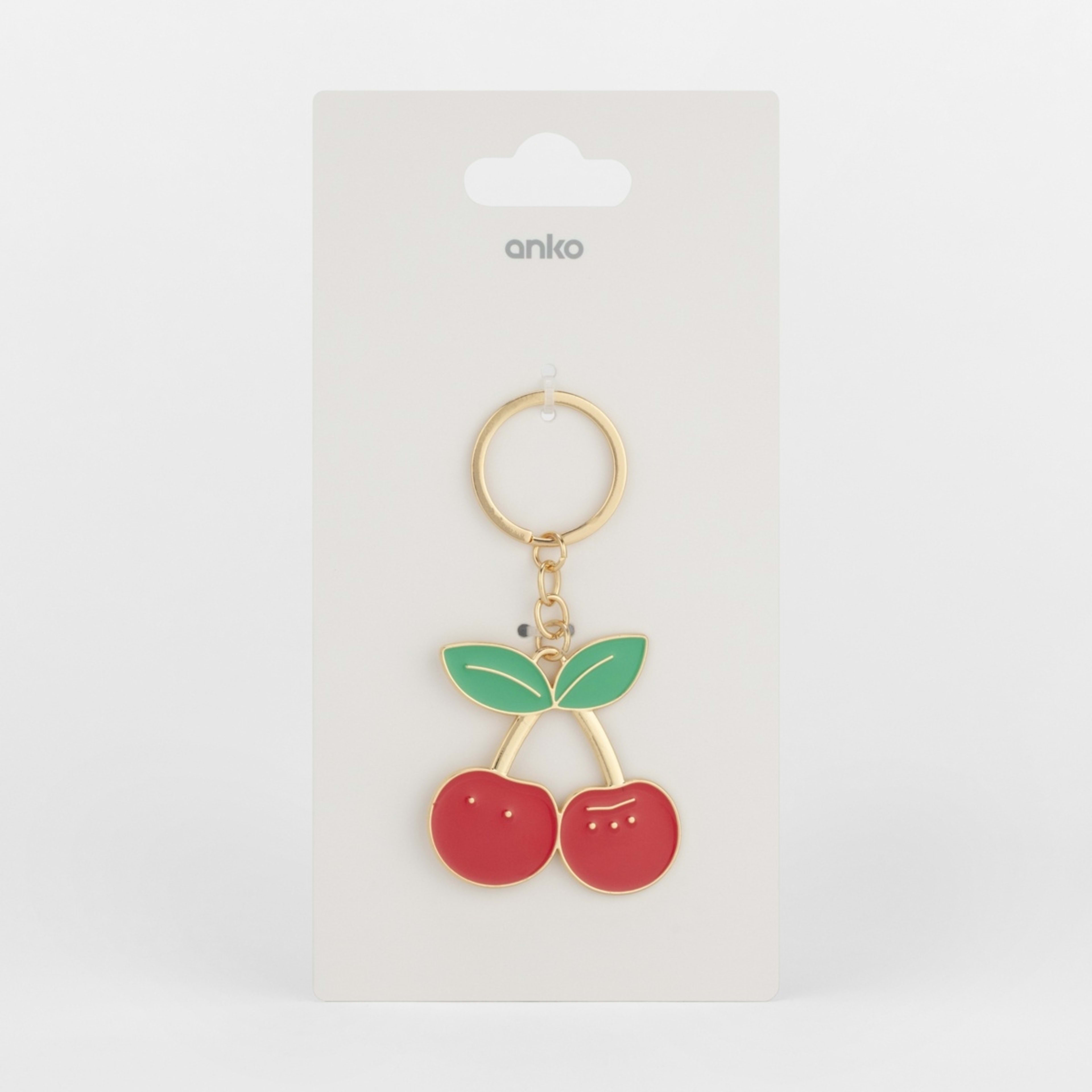 Cherry Keyring - Gold Tone and Red - Kmart