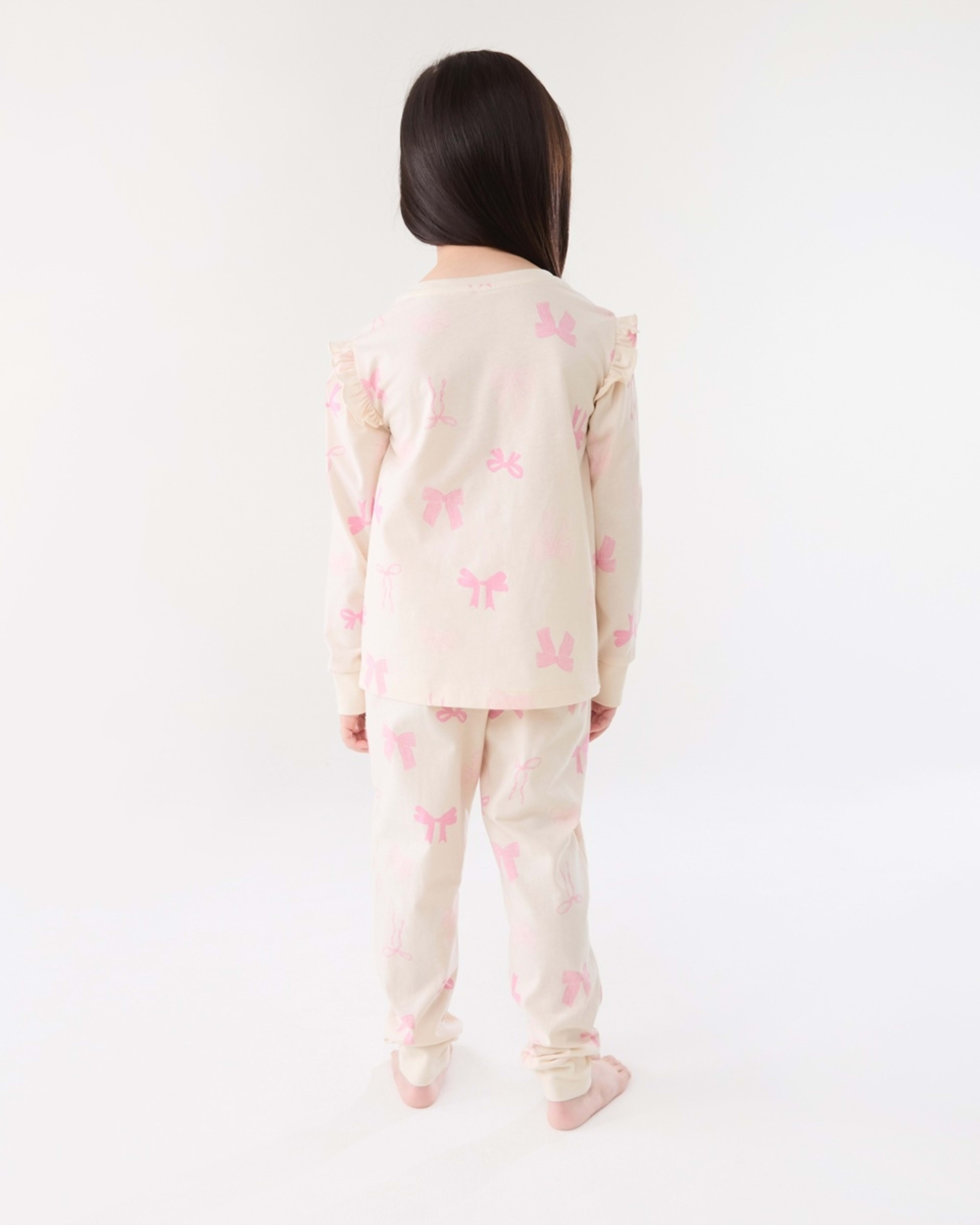 2 Jersey Pyjama Set Wht Bow, 2 of 6