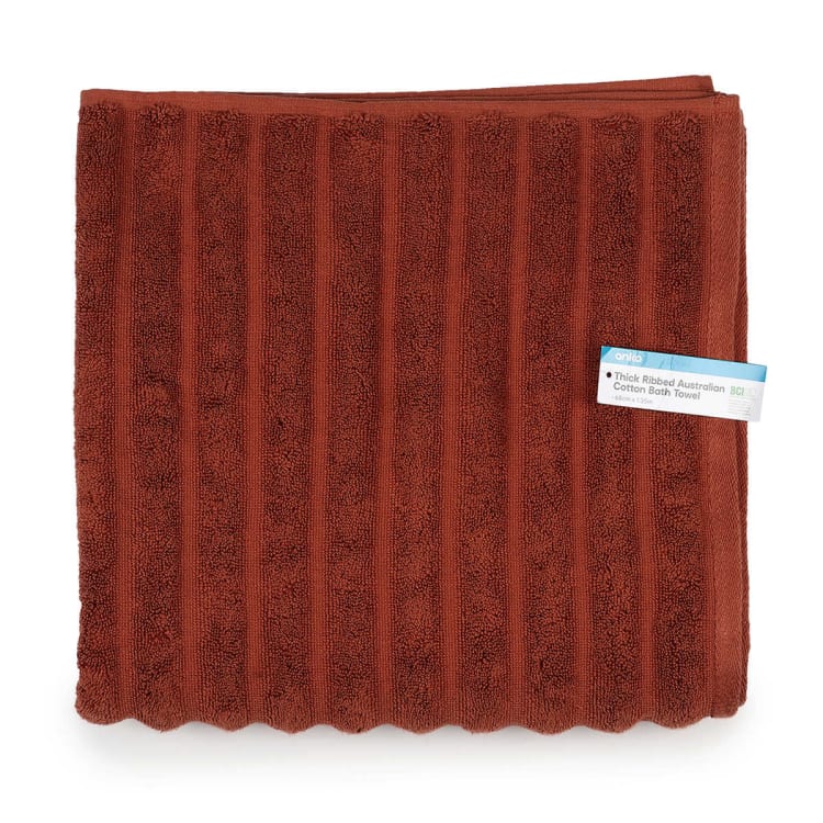 Thick Ribbed Australian Cotton Bath Towel Rust Kmart