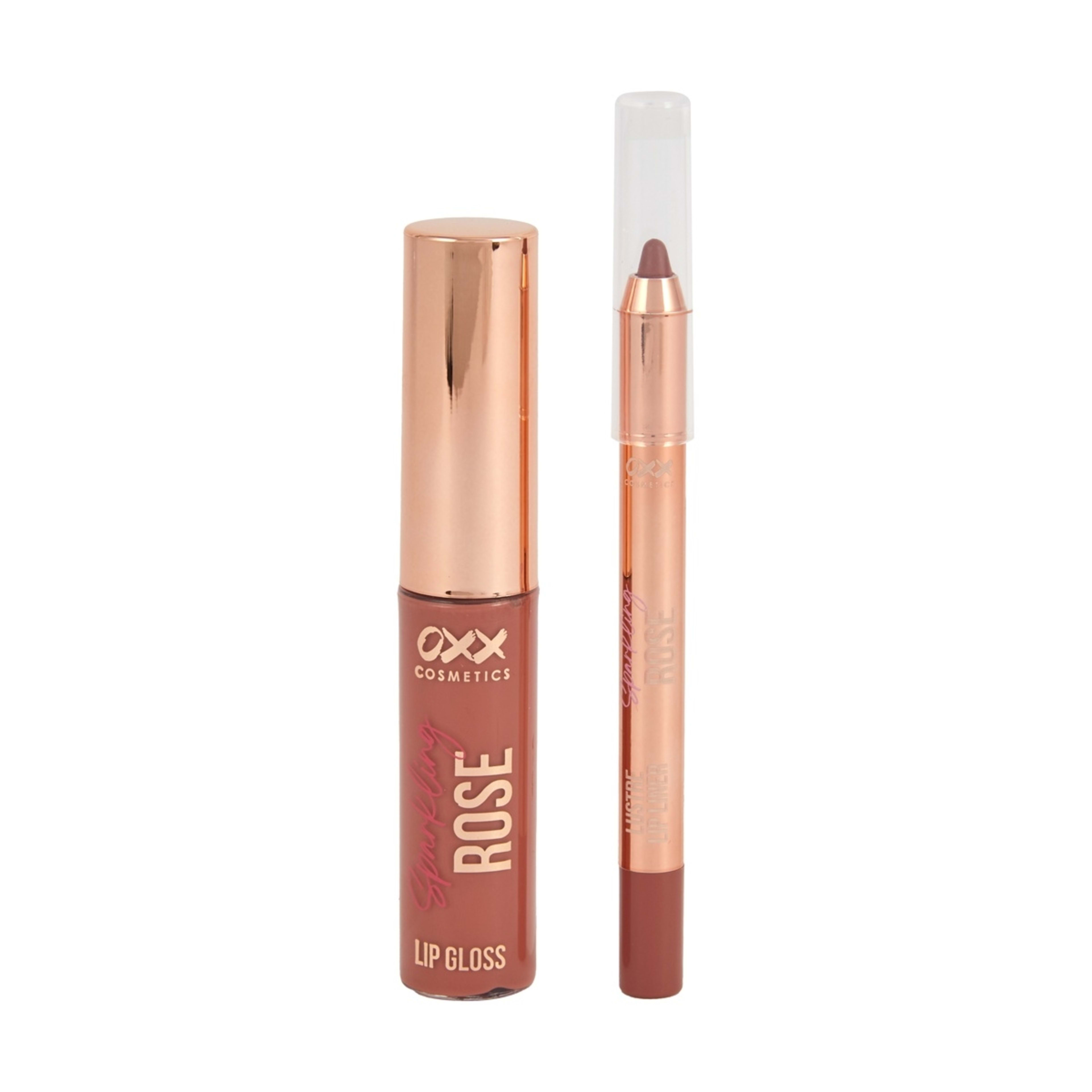 2 OXX Cosmetics Sparkling Rose Glossy Lip Duo - Brown, 2 of 7