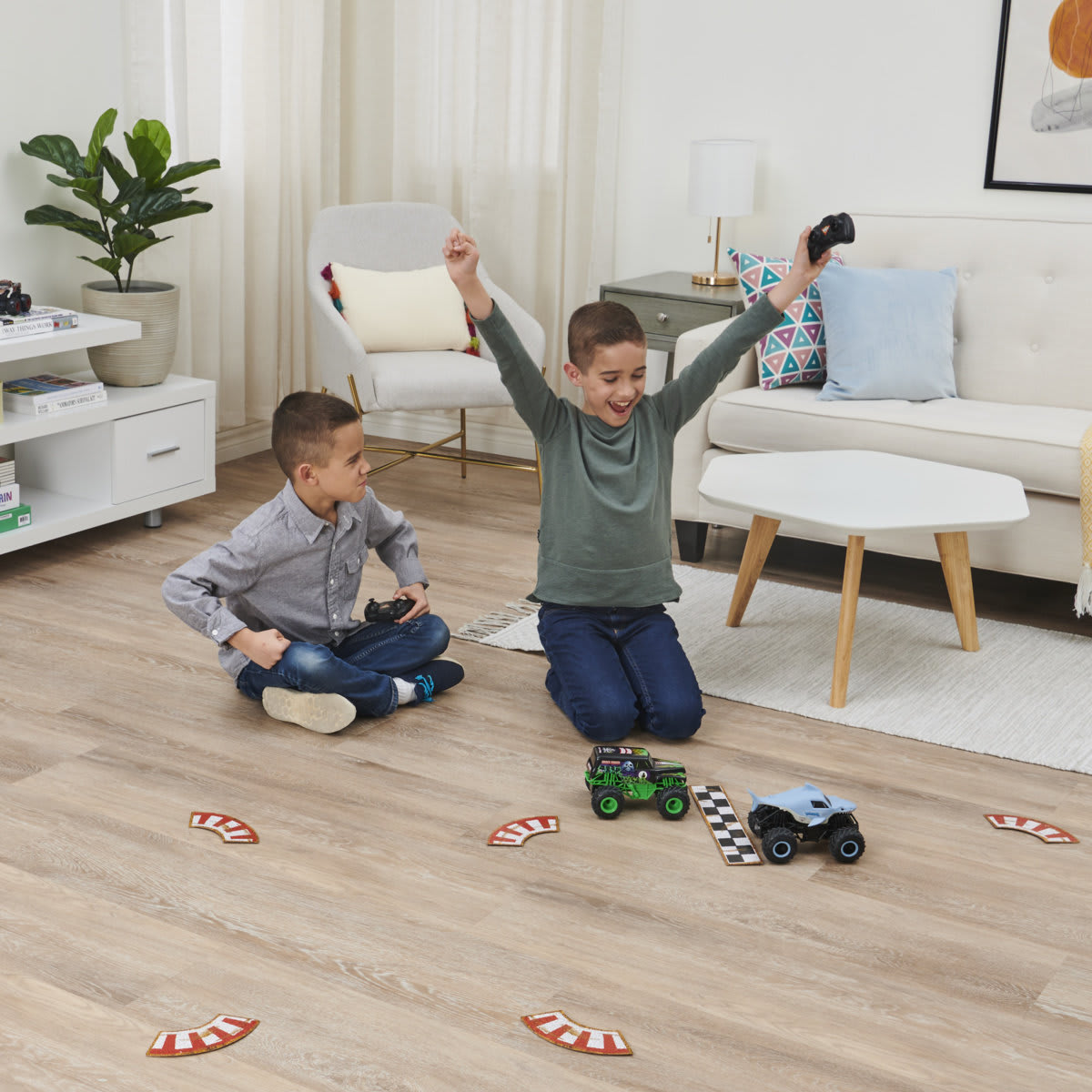 2 Pack Monster Jam Full Function Remote Control 2.4GHz Grave Digger vs