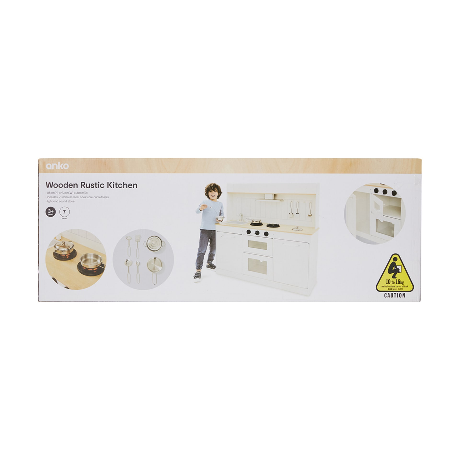 7 Piece Wooden Rustic Kitchen Playset - Kmart