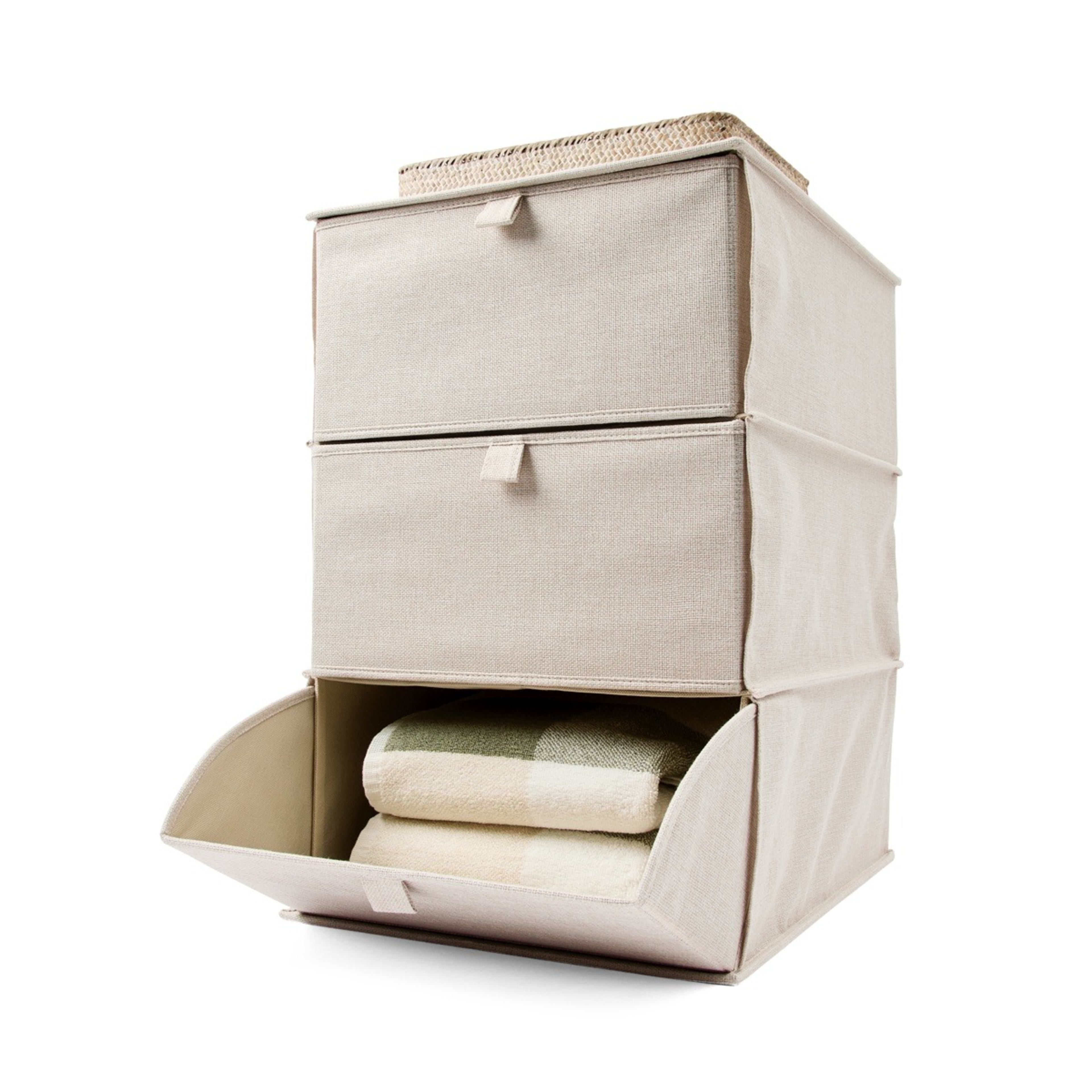 1 Linen Look 3 Tier Storage Unit - Beige