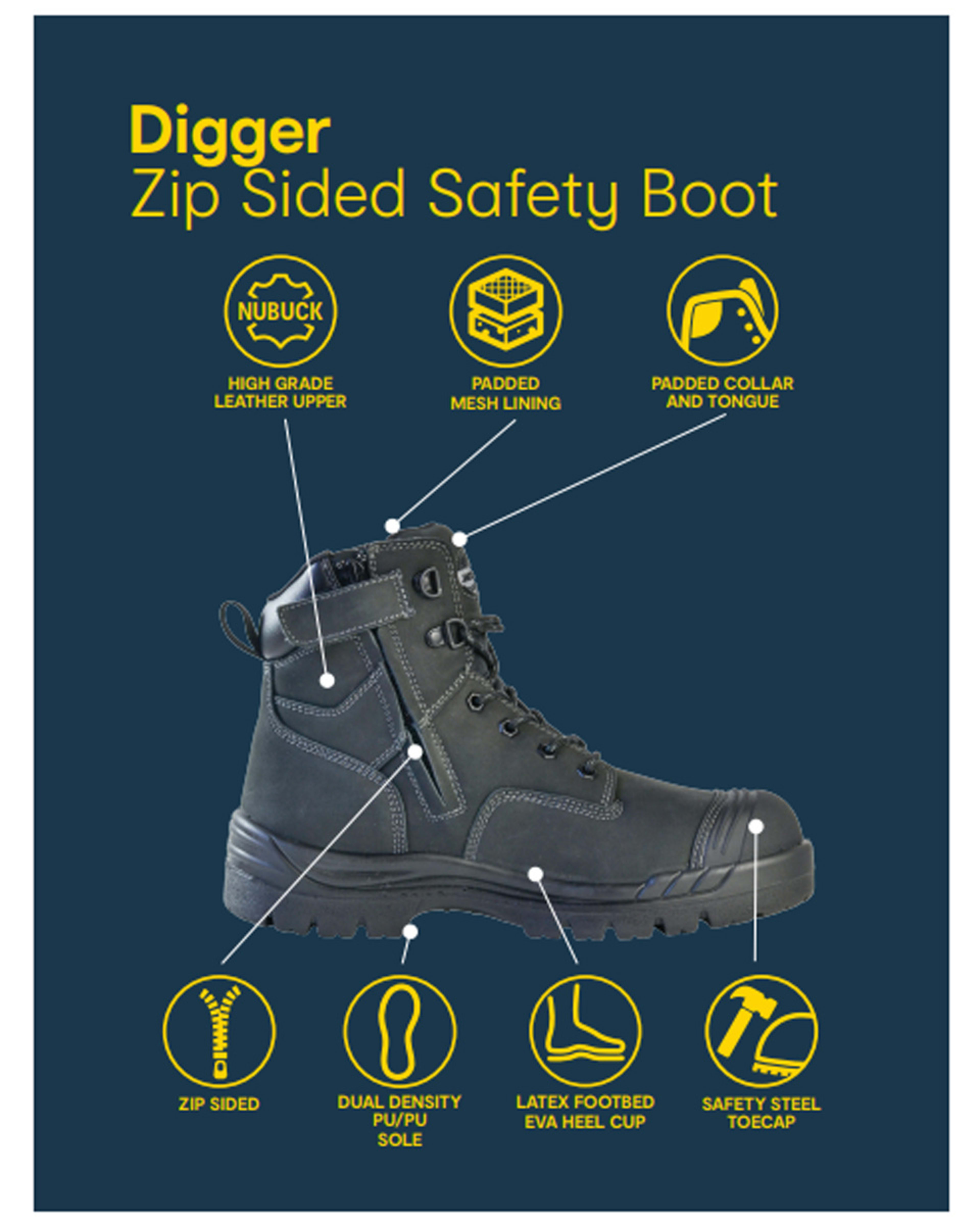 Digger Zip Sided Safety Boots Kmart