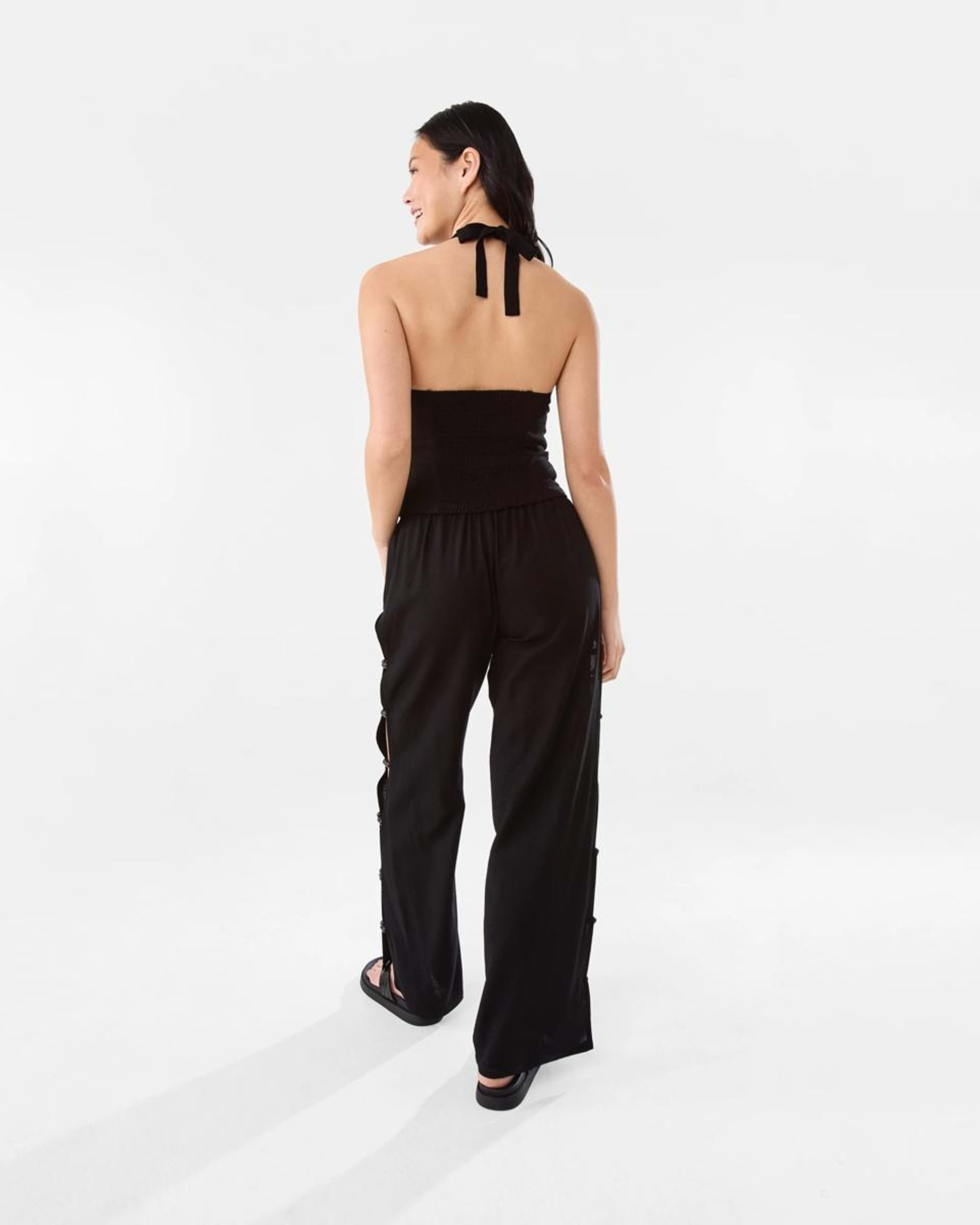 6 Linen Blend Beaded Top BLACK, 6 of 10