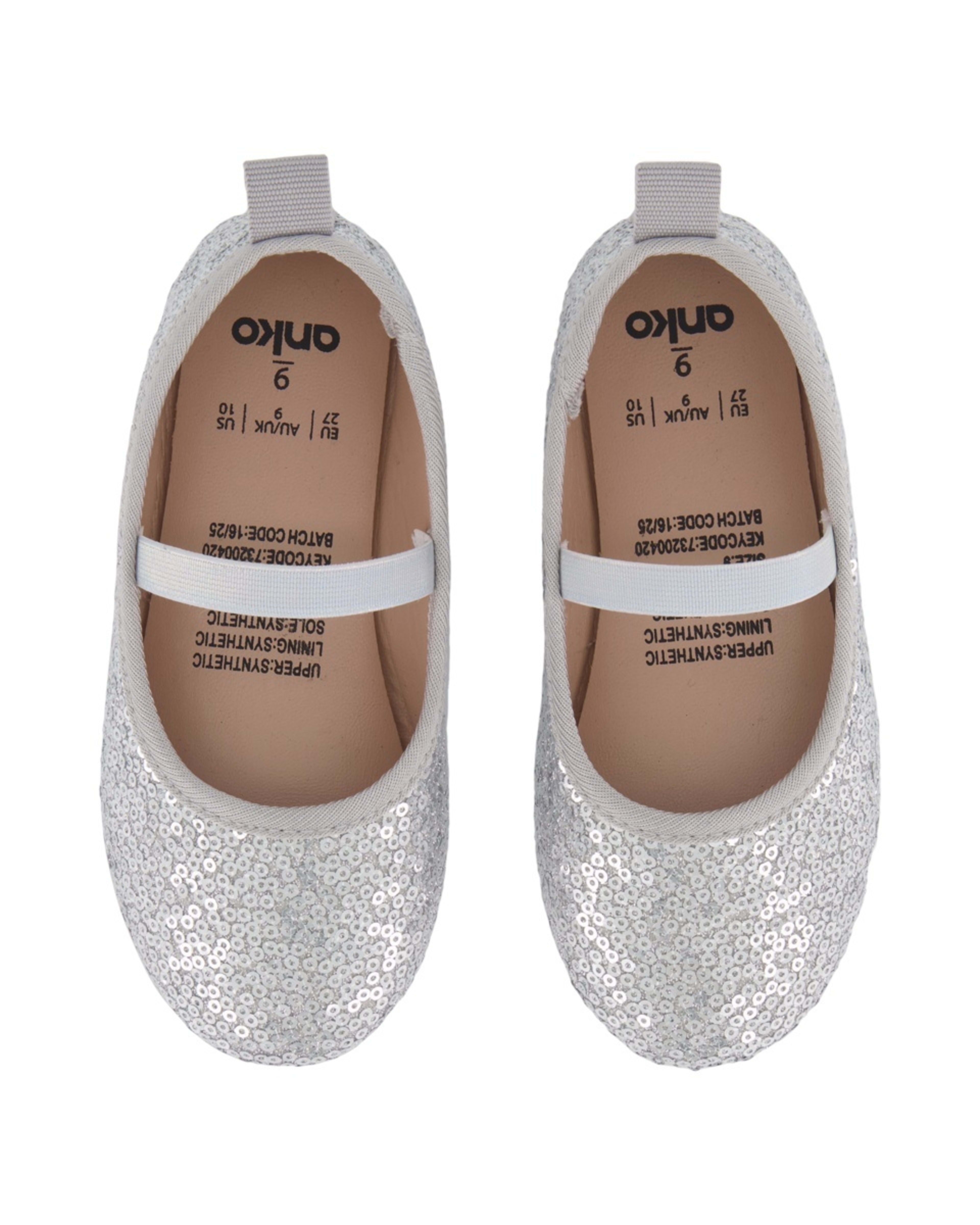 2 Junior Sequin Flats IRIDESCENT SILVER SEQUIN, 2 of 5