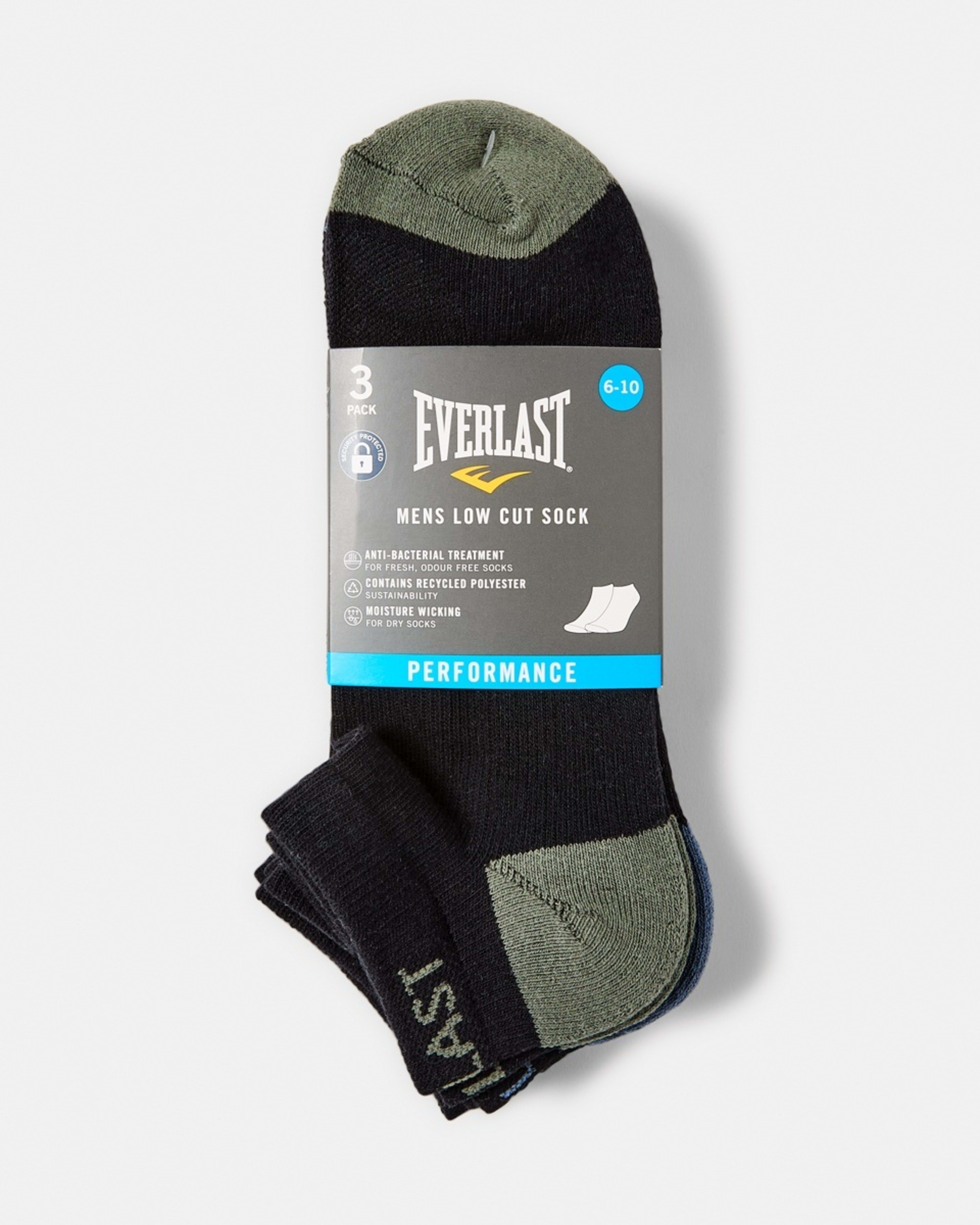 3 3 Pack Everlast Mens Performance Low Cut Socks Blk Colour, 3 of 3