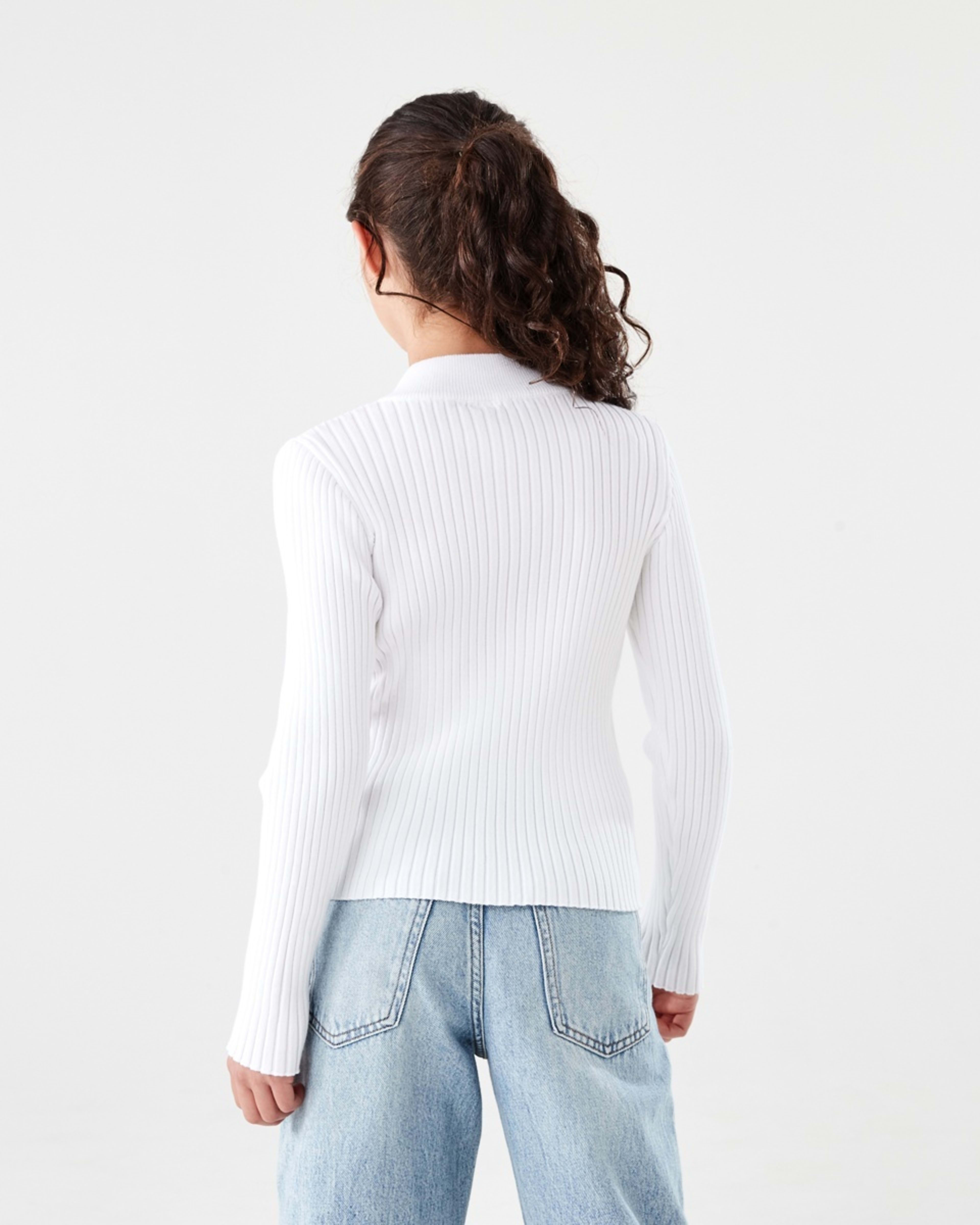2 Rib Zip Through Cardigan SNOW WHITE, 2 of 7