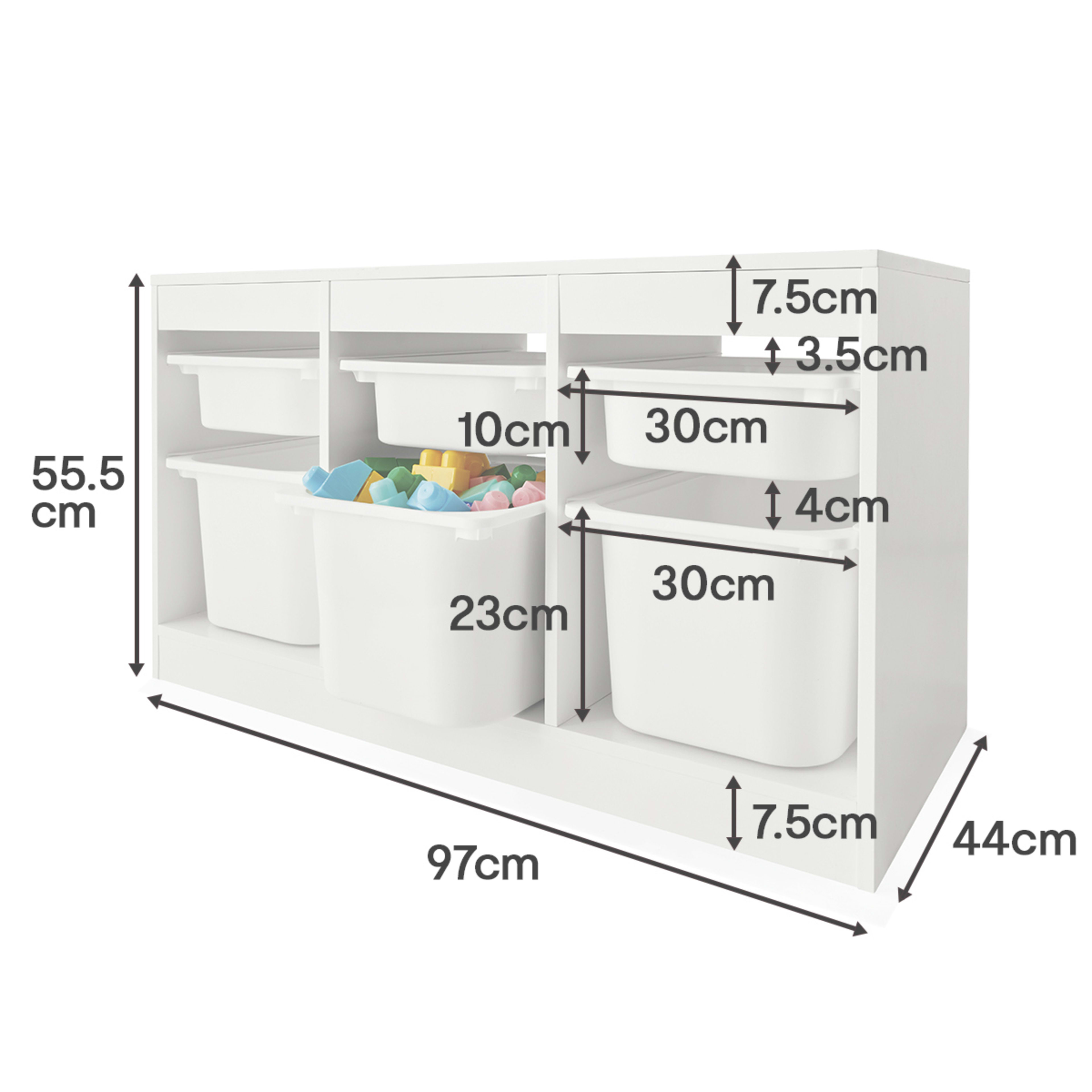 3 Kids Storage Unit with 6 Tubs - White, 3 of 3