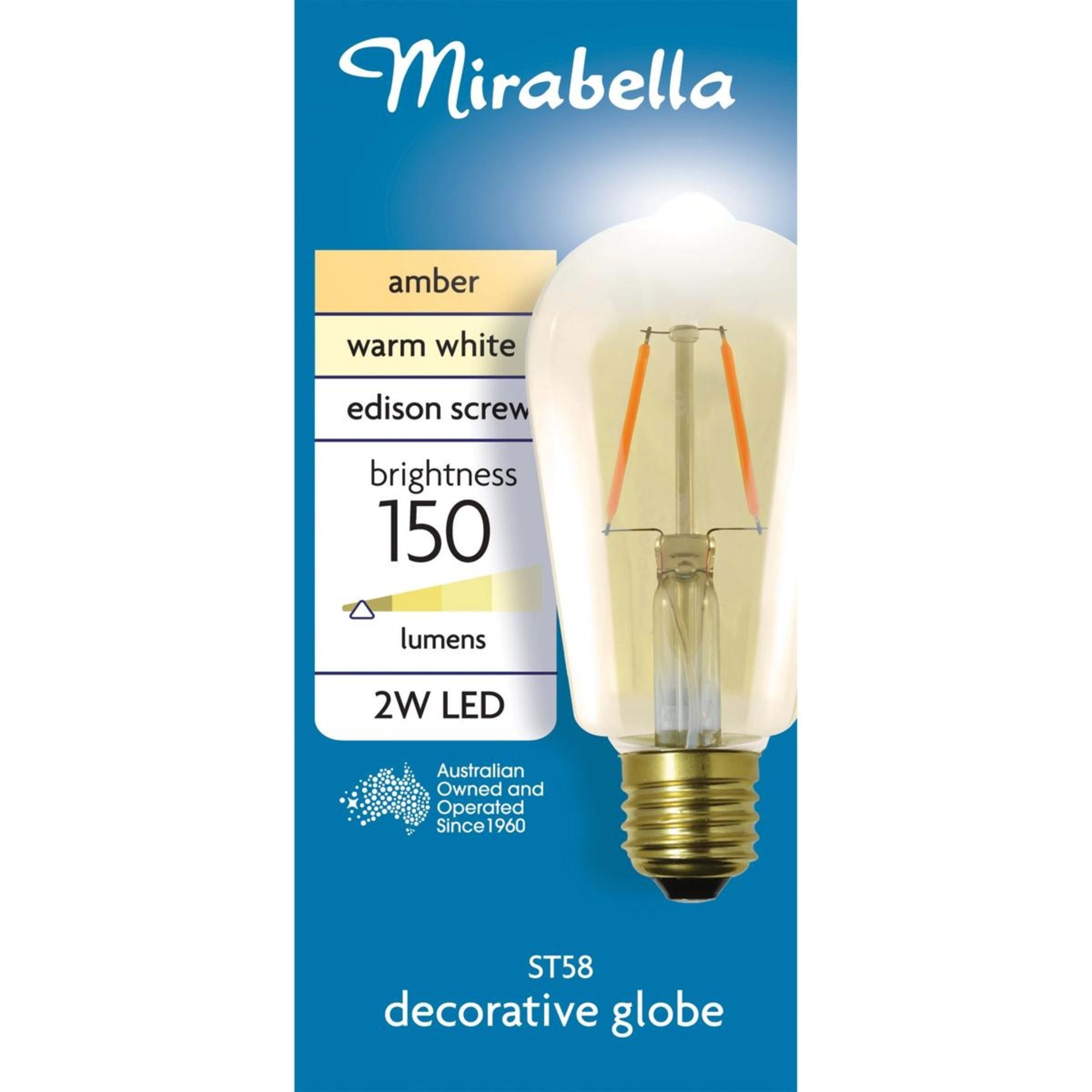 2 I001219 Mirabella LED ST58 Filament Amber ES 2W 150 Lumen, 2 of 6