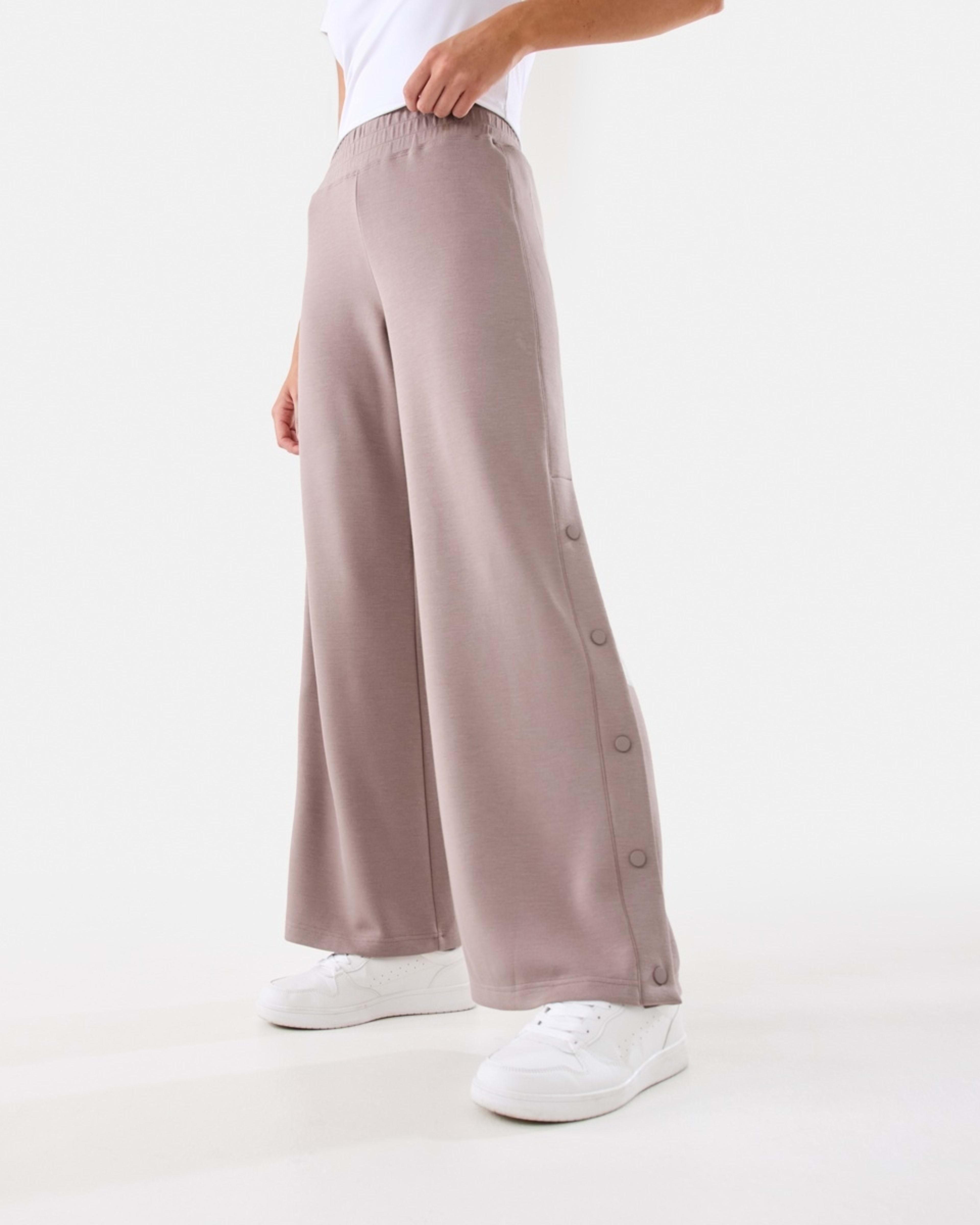 1 Active Womens Snap Trackpants Taupe Tawn, 1 of 10
