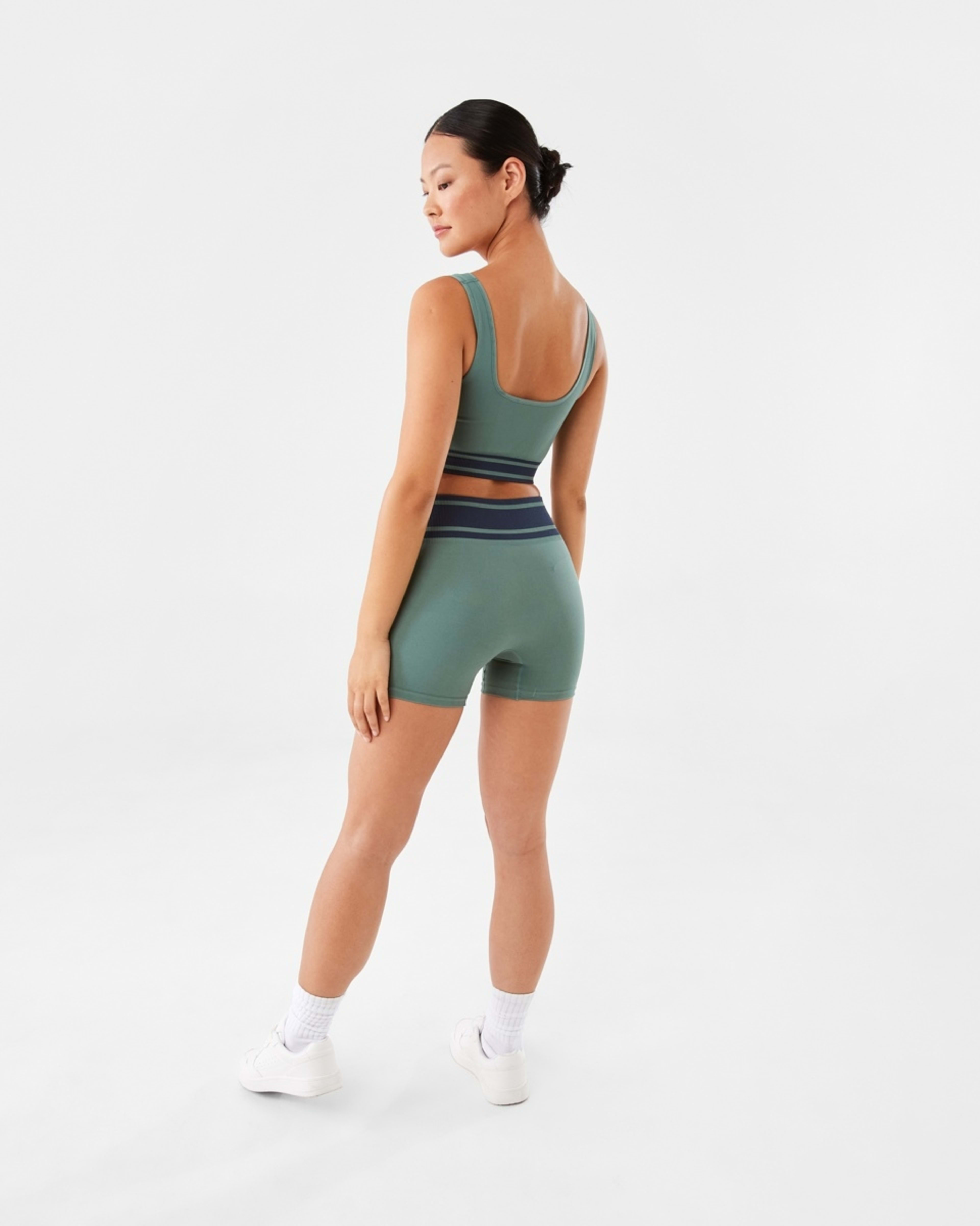 4 Active Womens Seamfree Square Tipping Crop Top Green Jet, 4 of 7